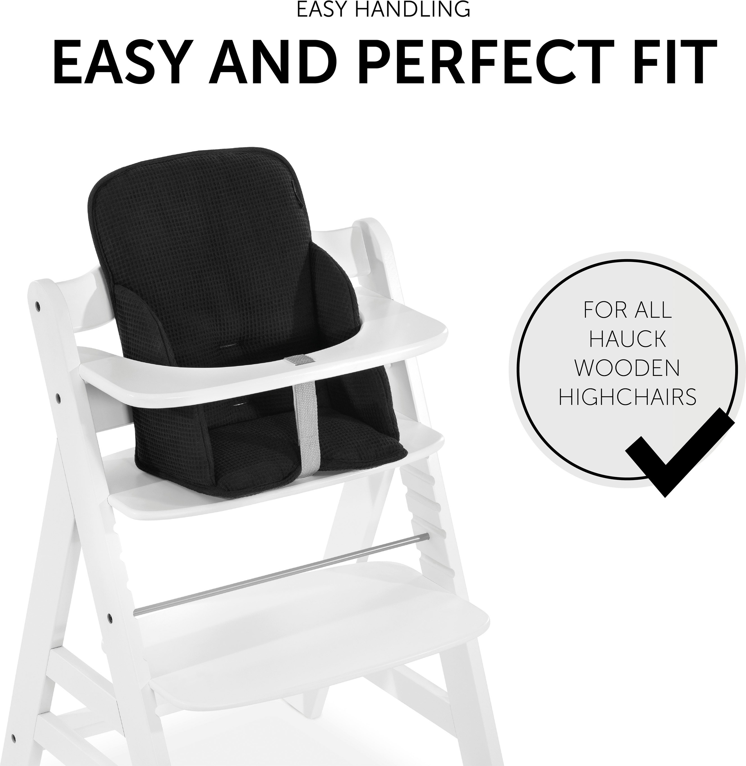 Hauck Sitzverkleinerer »Alpha Cosy Select, Waffelpiqué black«, für den ALPHA+ Holzhochstuhl