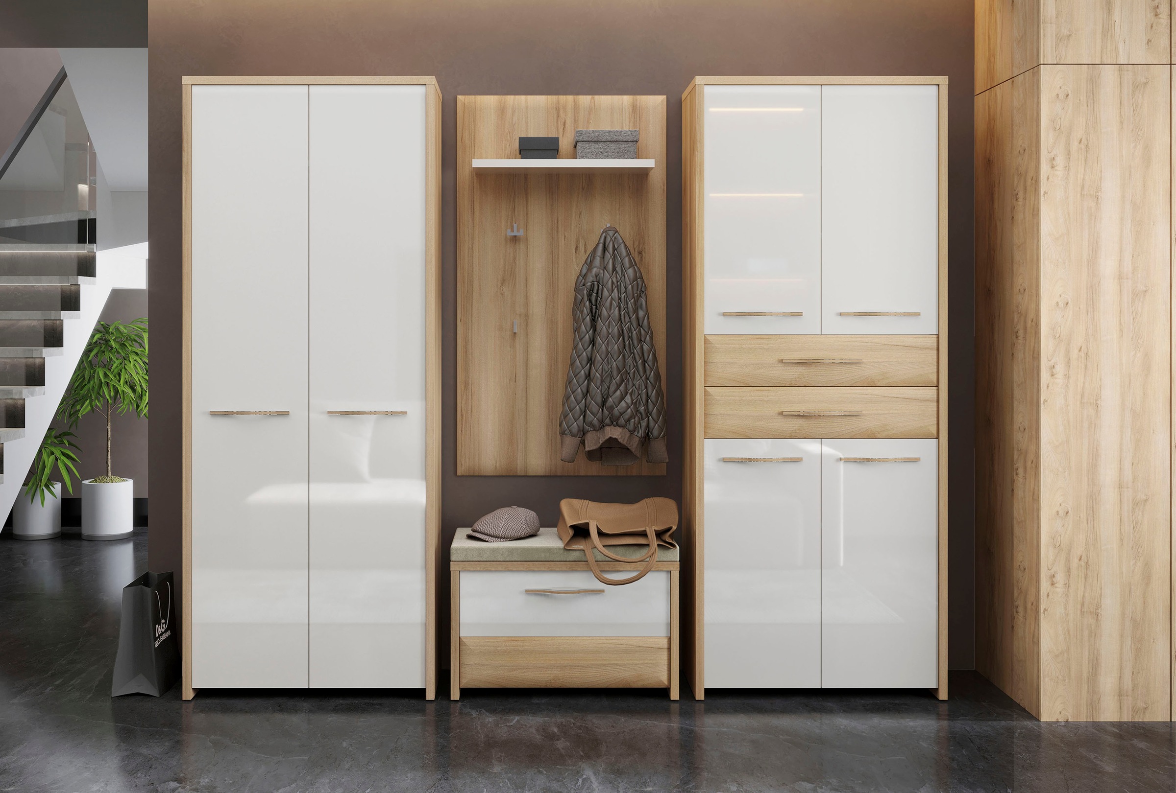 Home affaire Garderobenschrank »Gala«, hochwertig UV lackiert, Soft-Close-Funktion, Höhe 192cm
