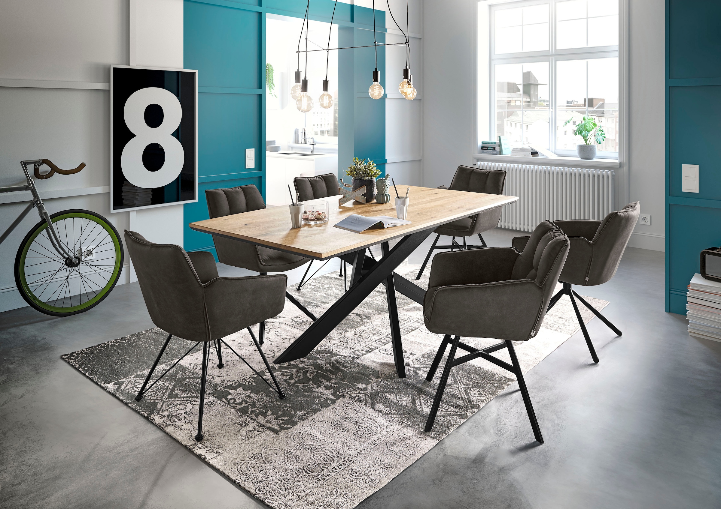 set one by Musterring Armlehnstuhl »Frisco« () 2er Set, 4-Fußgestell, Sitzhöhe 50 cm