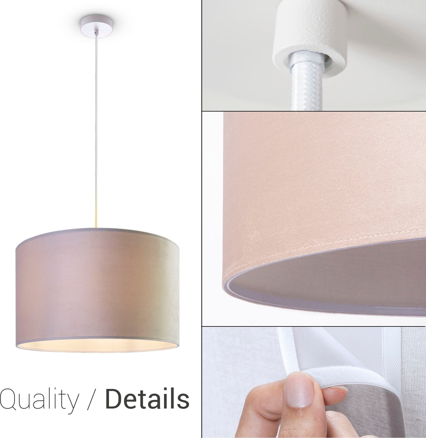 Paco Home Pendelleuchte »Hugo uni Color«, Leuchtmittel E27 | ohne Leuchtmittel, Wohnzimmer Lampenschirm aus Velour Unifarben Deko E27 Kabel 1,5m