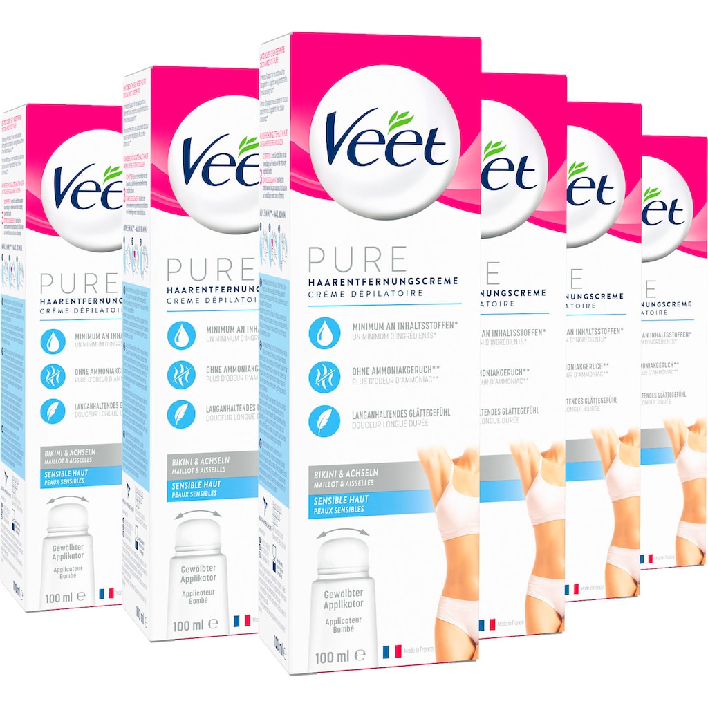 Veet Enthaarungscreme »Bikinizone & Achseln«, (Spar-Set, 6 St.)