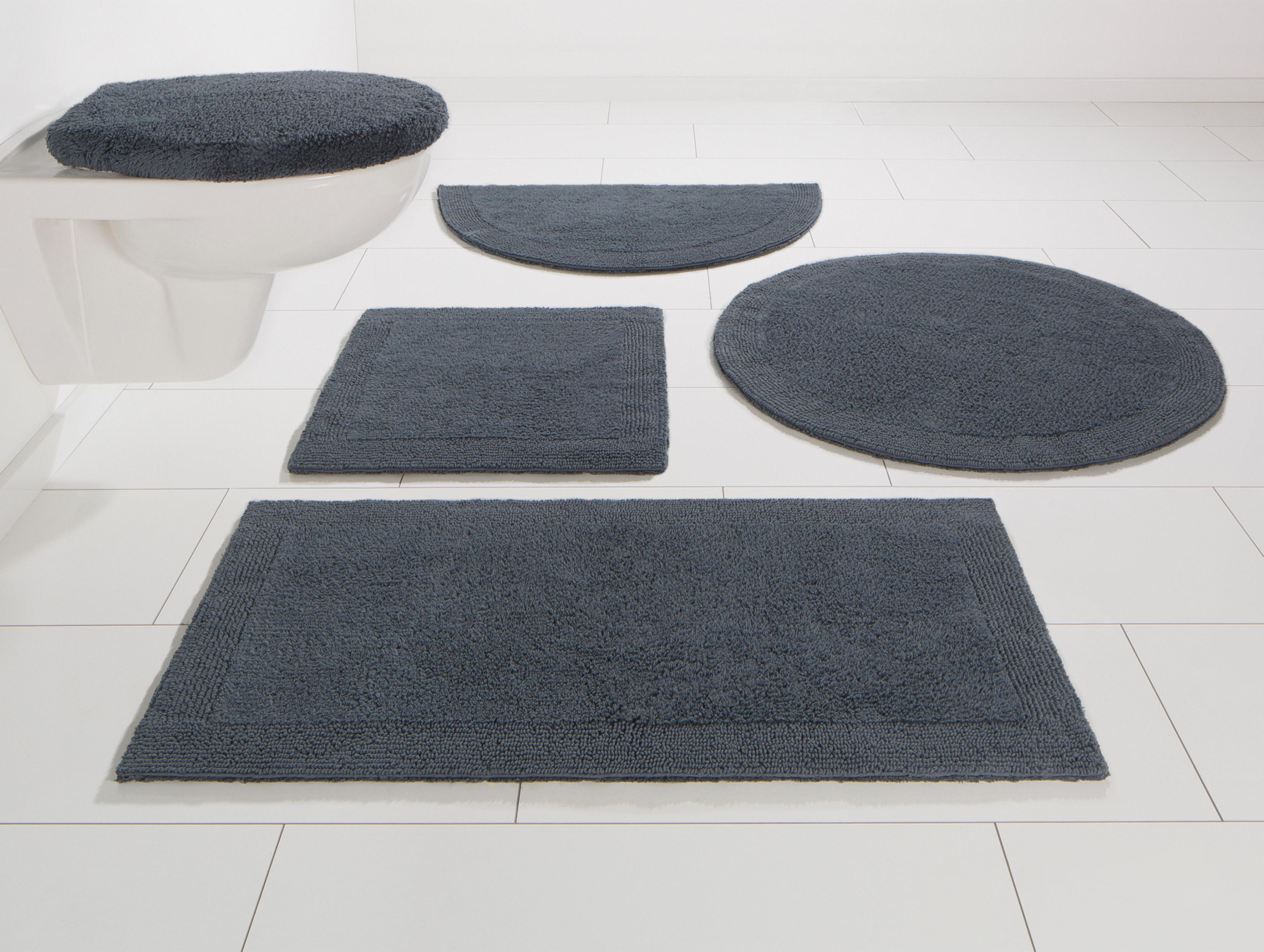 OTTO home Badematte "Kapra, Badvorleger, Badezimmer Teppich" Höhe 14 mm beidseitig nutzbar fußbodenheizungsgeeignet strapazierfähig mit Bordüre, Badteppich, Badematte, Baumwolle