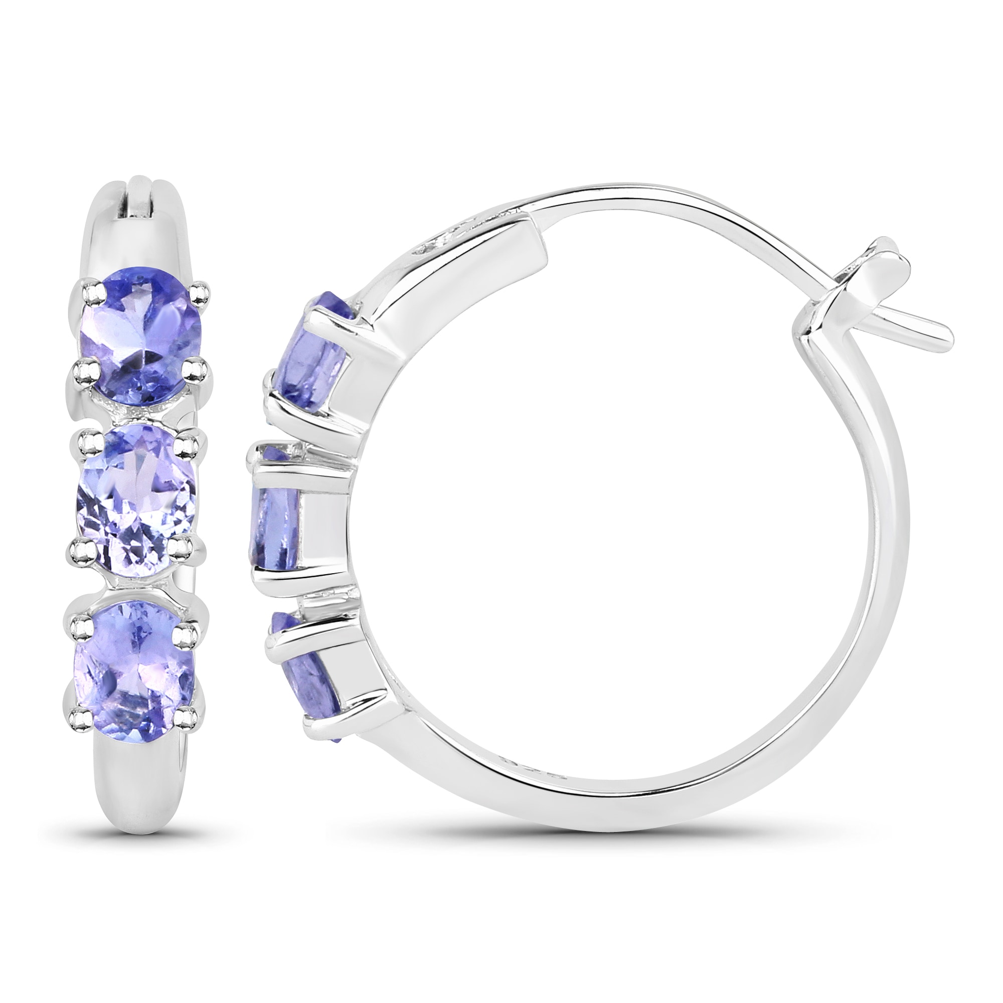 Vira Jewels Paar Creolen »Silber 925 rhodiniert mit 6 natürlichen violetten Tansaniten«