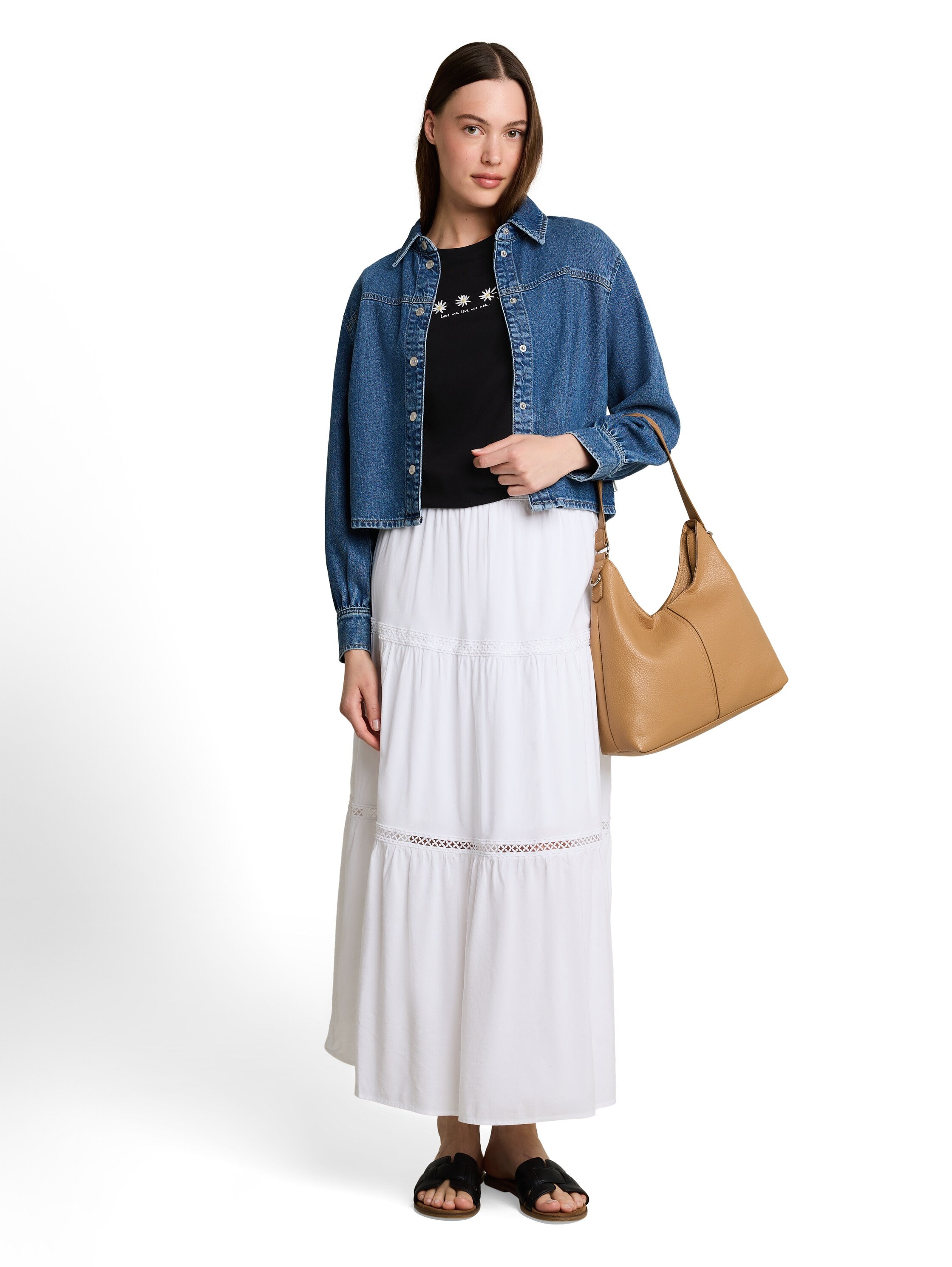 TOM TAILOR Denim Kurzarmshirt Sommershirt mit Stickerei
