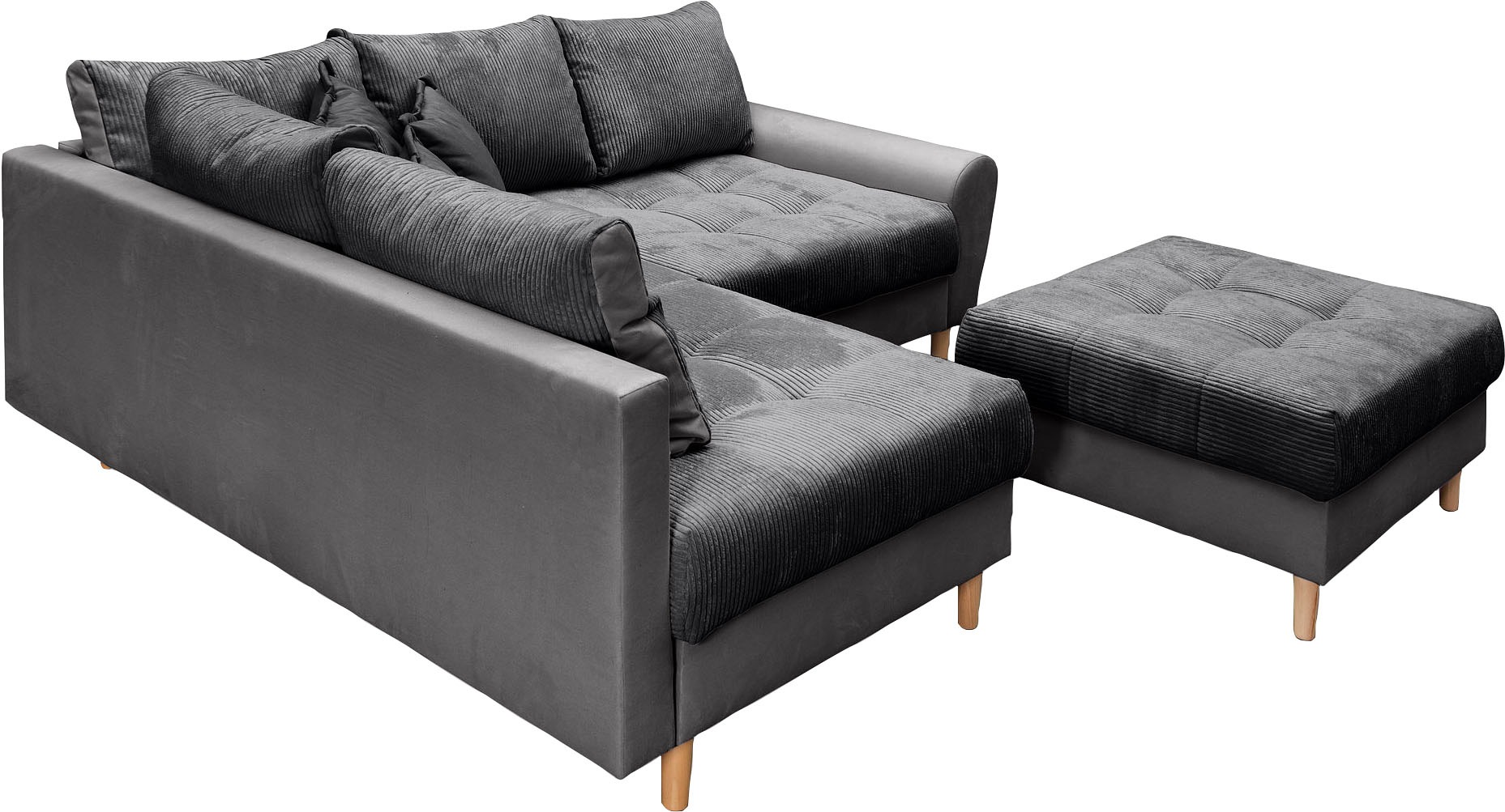 Thumbnail - Home affaire Ecksofa "Rice L-Form inkl. Hocker", (Set, mit Hocker), mit Bonnellfederkern, Hocker & Kissen, Ottomane beid...