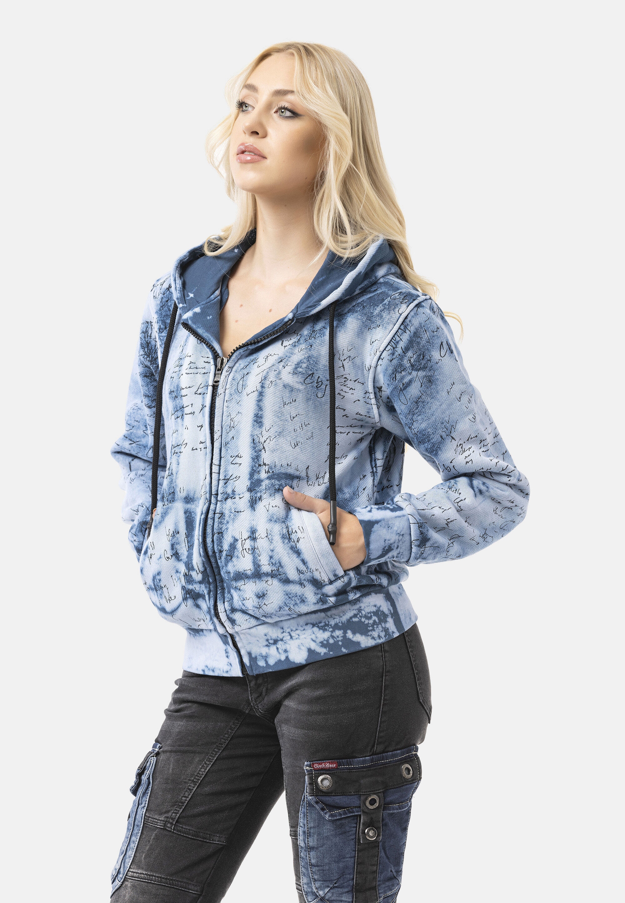 Cipo & Baxx Sweatjacke »WL379« 1 tlg. ausdrucksstarkes Tie-Dye-Muster, kombiniert mit Rückenprint