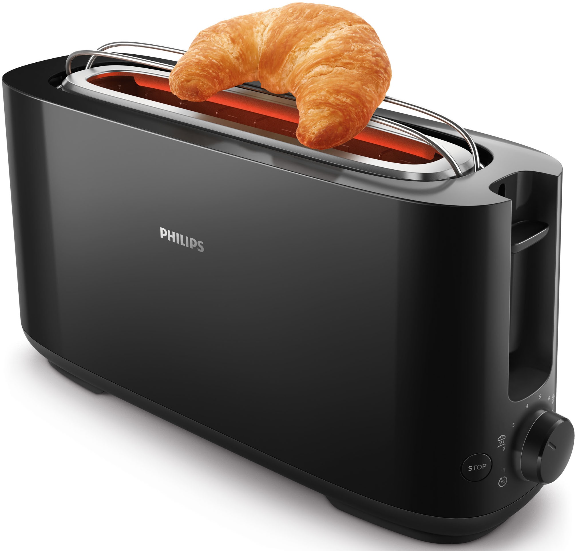 Philips Toaster "HD2590/90", 1 langer Schlitz, für 2 Scheiben, 950 W, mit Aufwärm- und Auftaufunktion