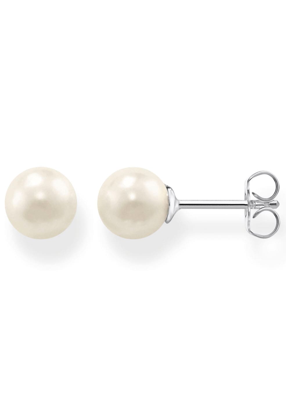 Perlenohrringe THOMAS SABO "Perlenohrstecker Klein", bunt (silberfarben, weiß), Ohrringe, Damen, 7mm, Perlen Silber 925 (recycelt), Perlen, Silber 925 (recycelt), mit Süßwasserzuchtperle