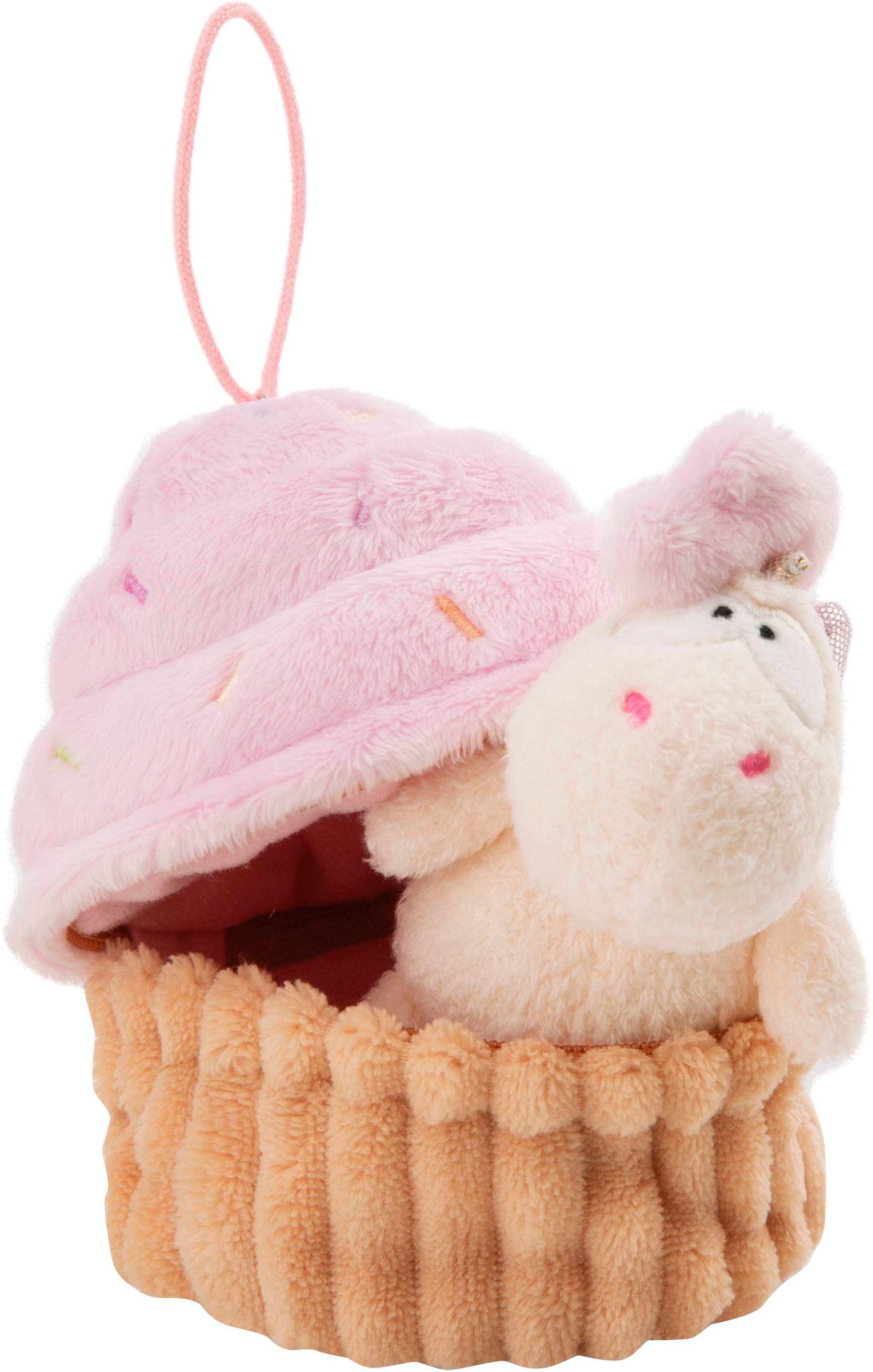 Nici Kuscheltier »Theodor & Friends GREEN, Einhorn Creamy Pink 10 cm in Cupcake mit Loop«