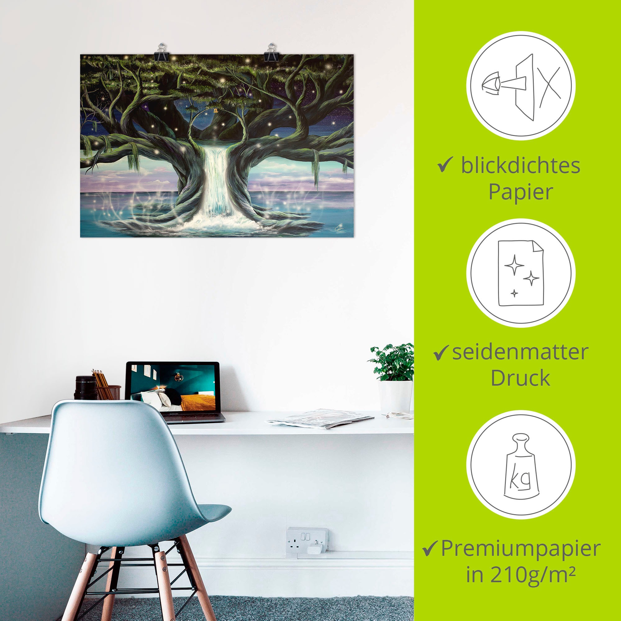 Wandbild ARTLAND "Der Baum der Seelen", blau (farbe bild(er): blau), B:30cm H:20cm, Bilder, als Leinwandbild, Poster in verschied. Größen 3