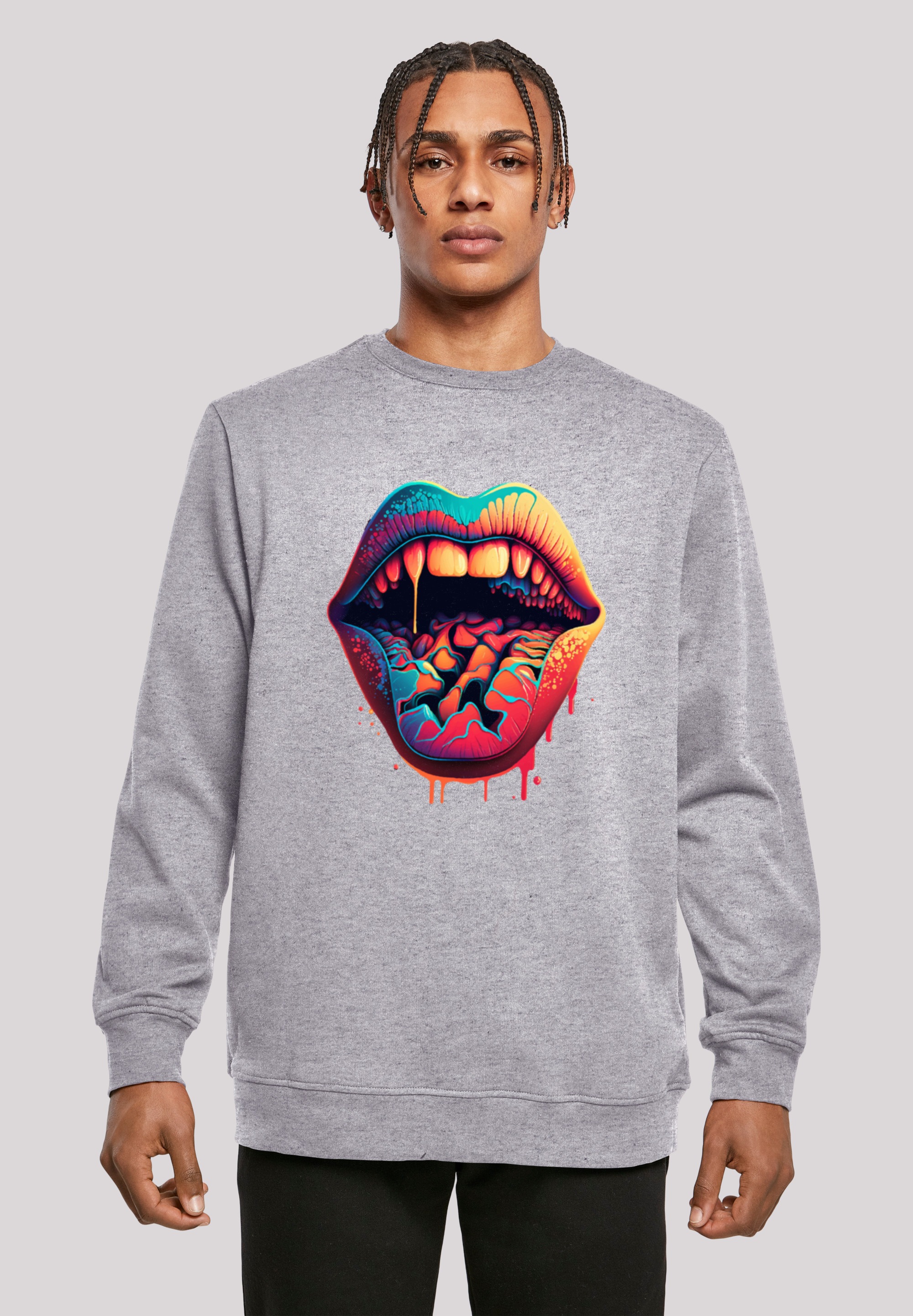 F4NT4STIC Kapuzenpullover "Drooling Lips CREW", Print