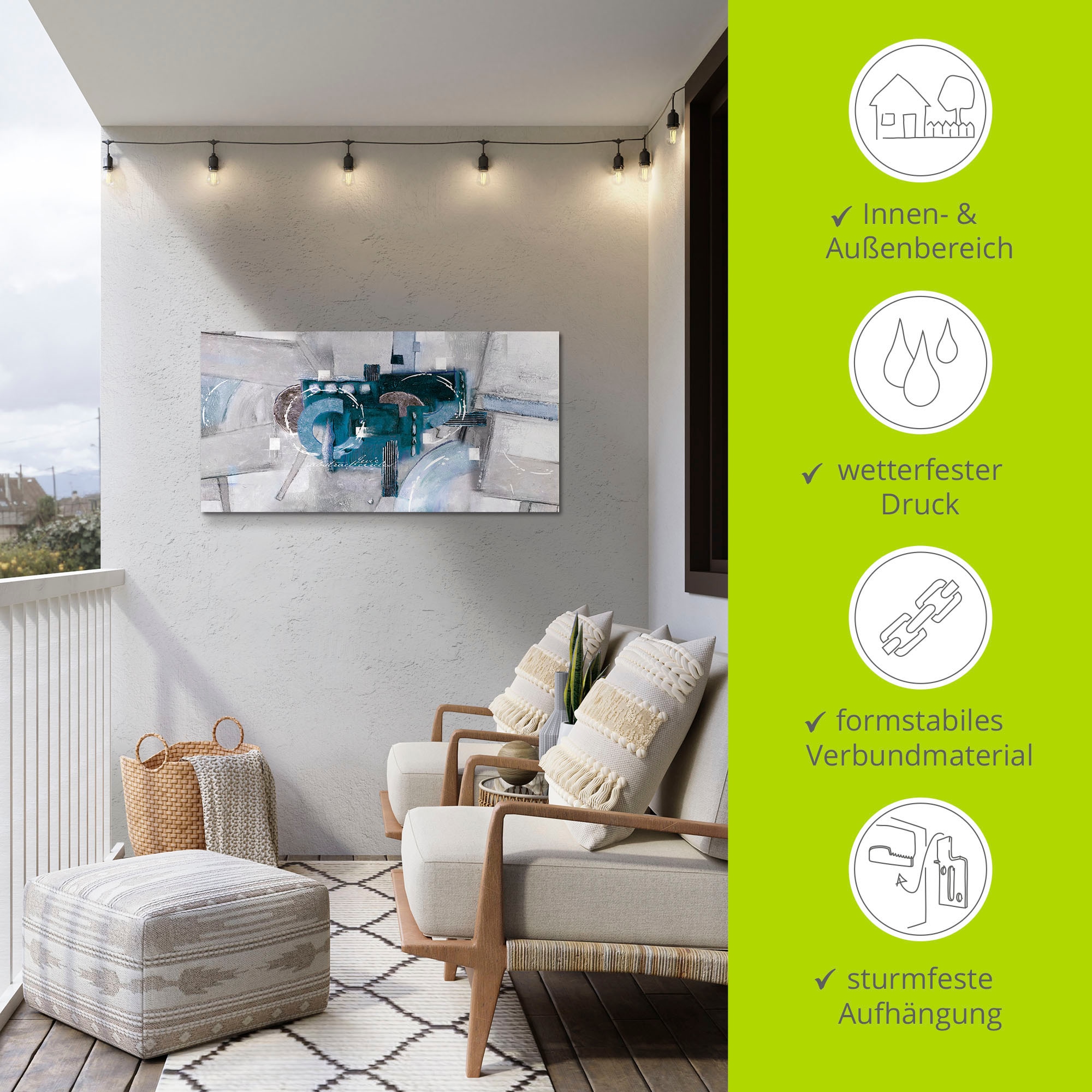 Artland Wandbild »Abstrakte blaue Kreise«, Gegenstandslos, (1 St.), als Alubild, Outdoorbild, Leinwandbild, Poster, Wandaufkleber