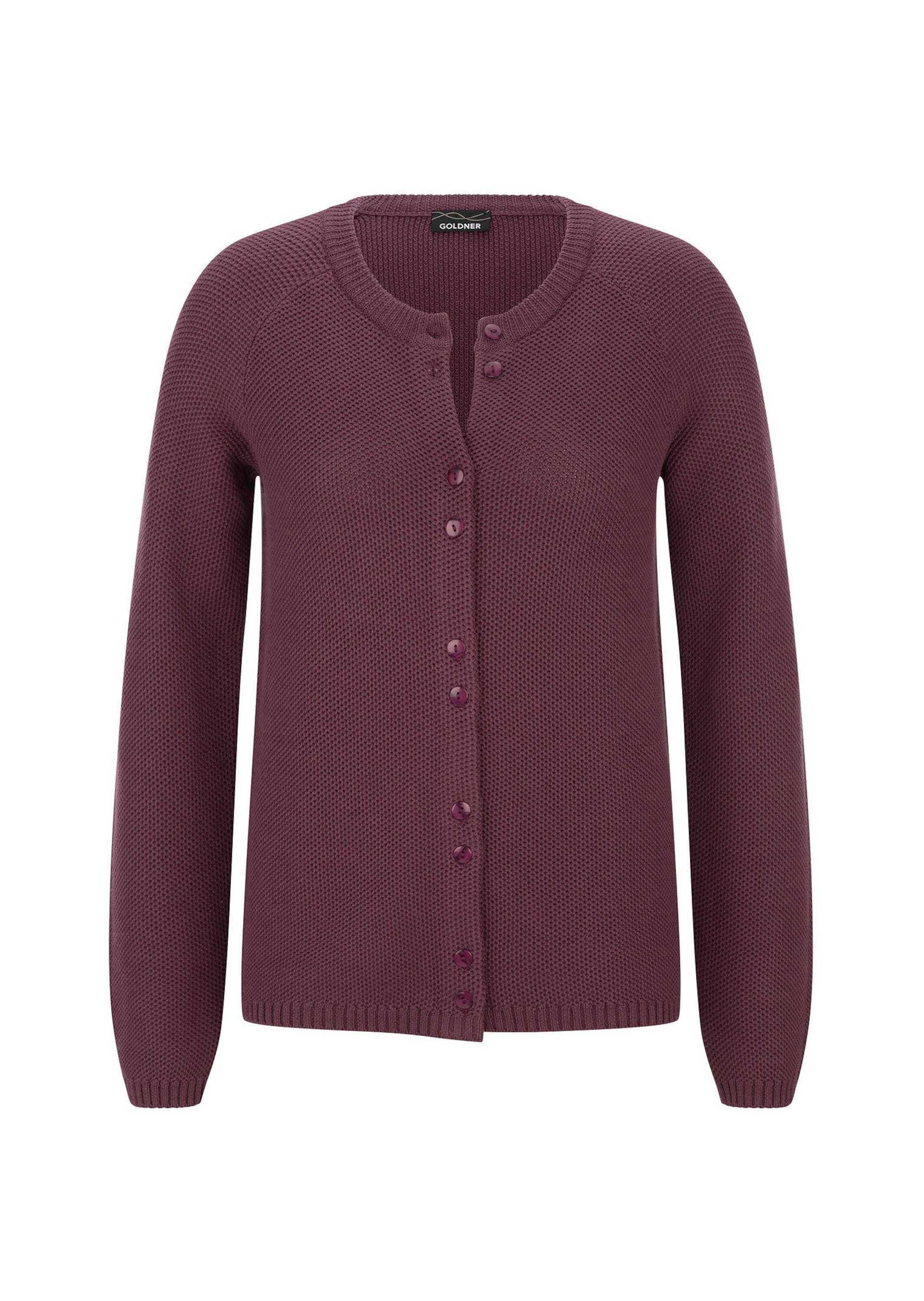 GOLDNER Strickjacke "Cardigan aus Baumwolle, Rundhals" Piqué-Optik