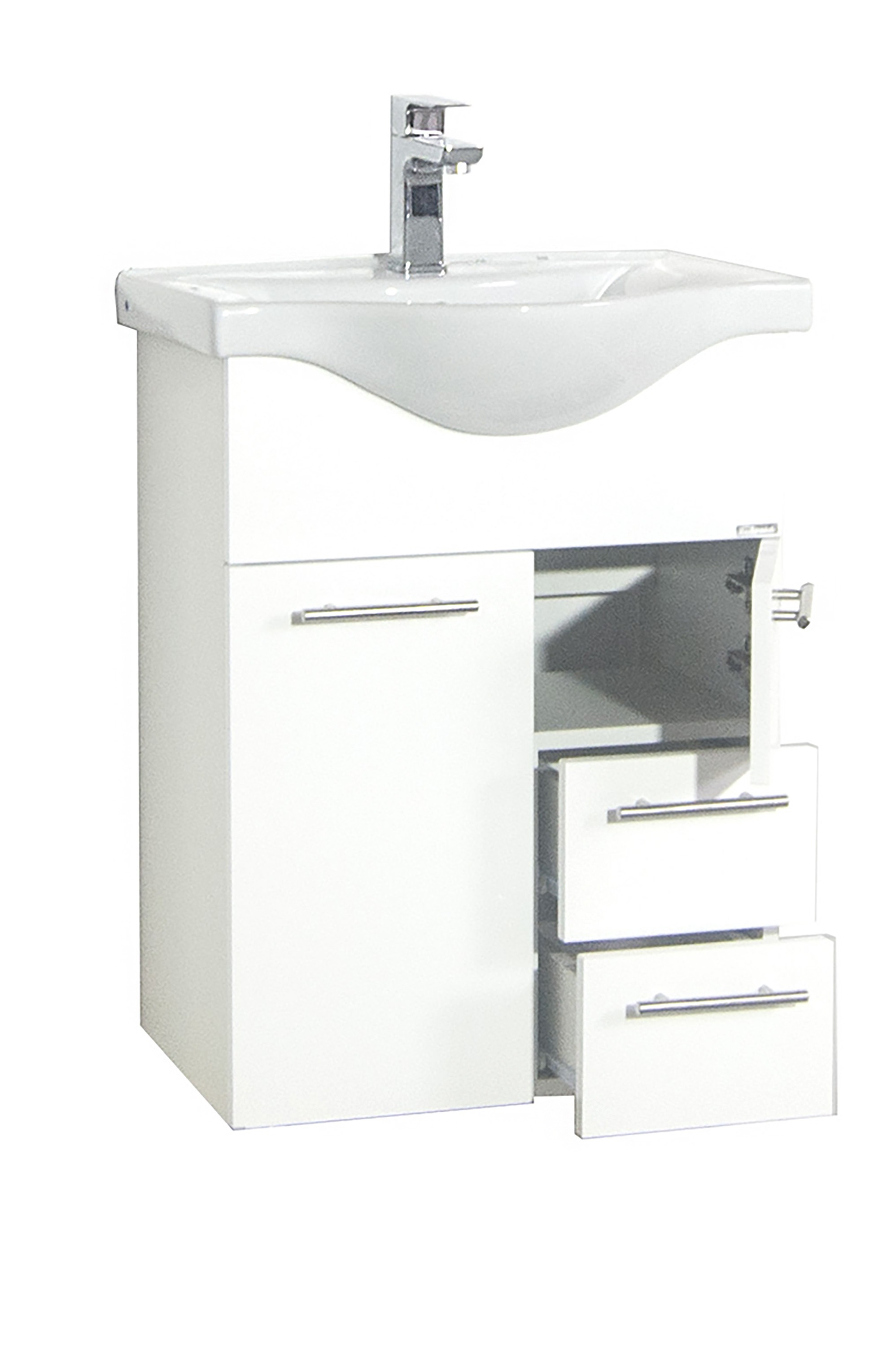 VCM Waschbeckenunterschrank »VCM 2-tlg. Waschplatz Waschtisch Badmöbel Set Waschbecken Schublade Spiegelschrank Lisalo L«, (2 St.)
