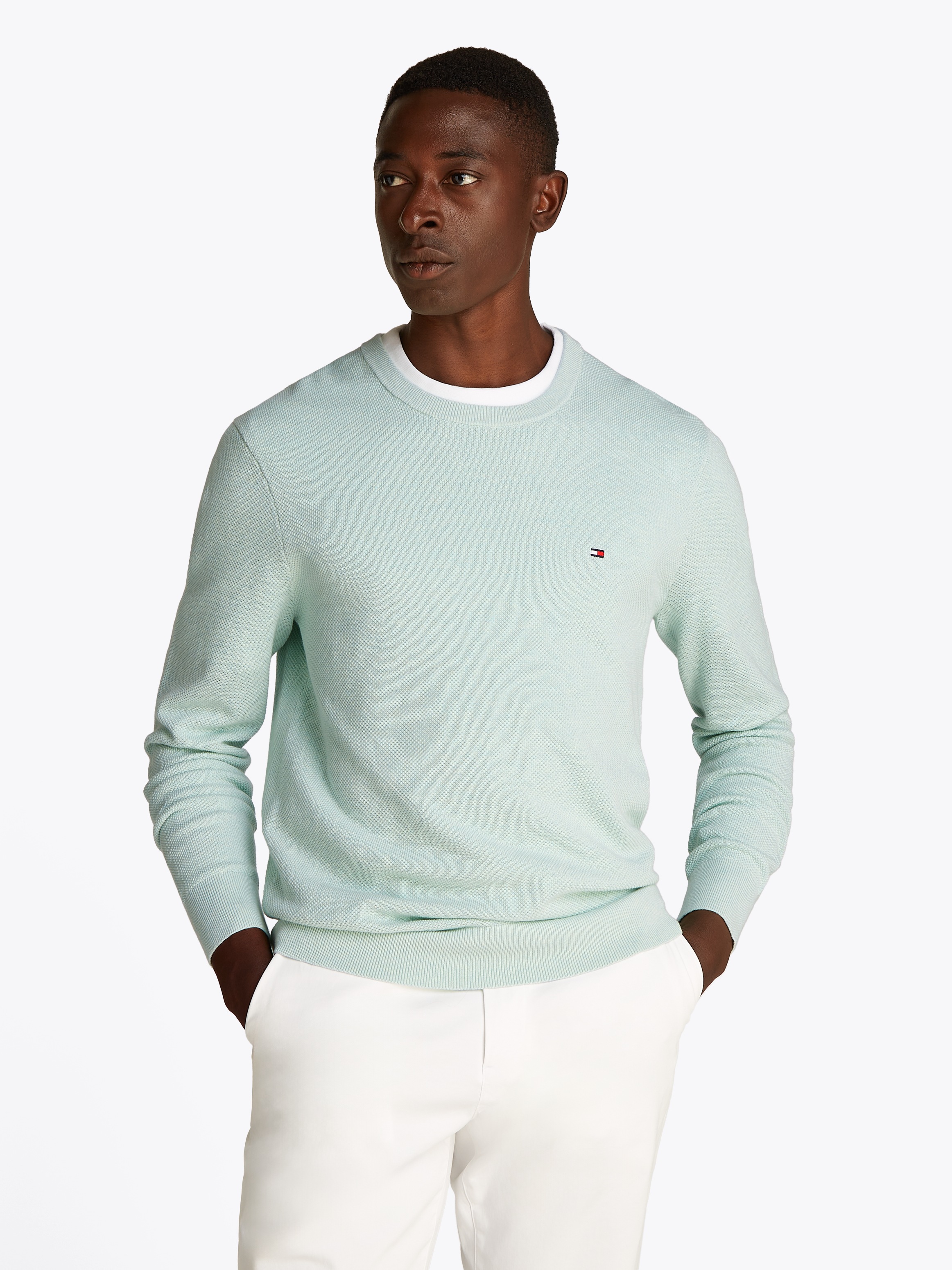 Tommy Hilfiger Rundhalspullover "ESSENTIAL STRUCTURE CREW NECK mit Struktur günstig online kaufen