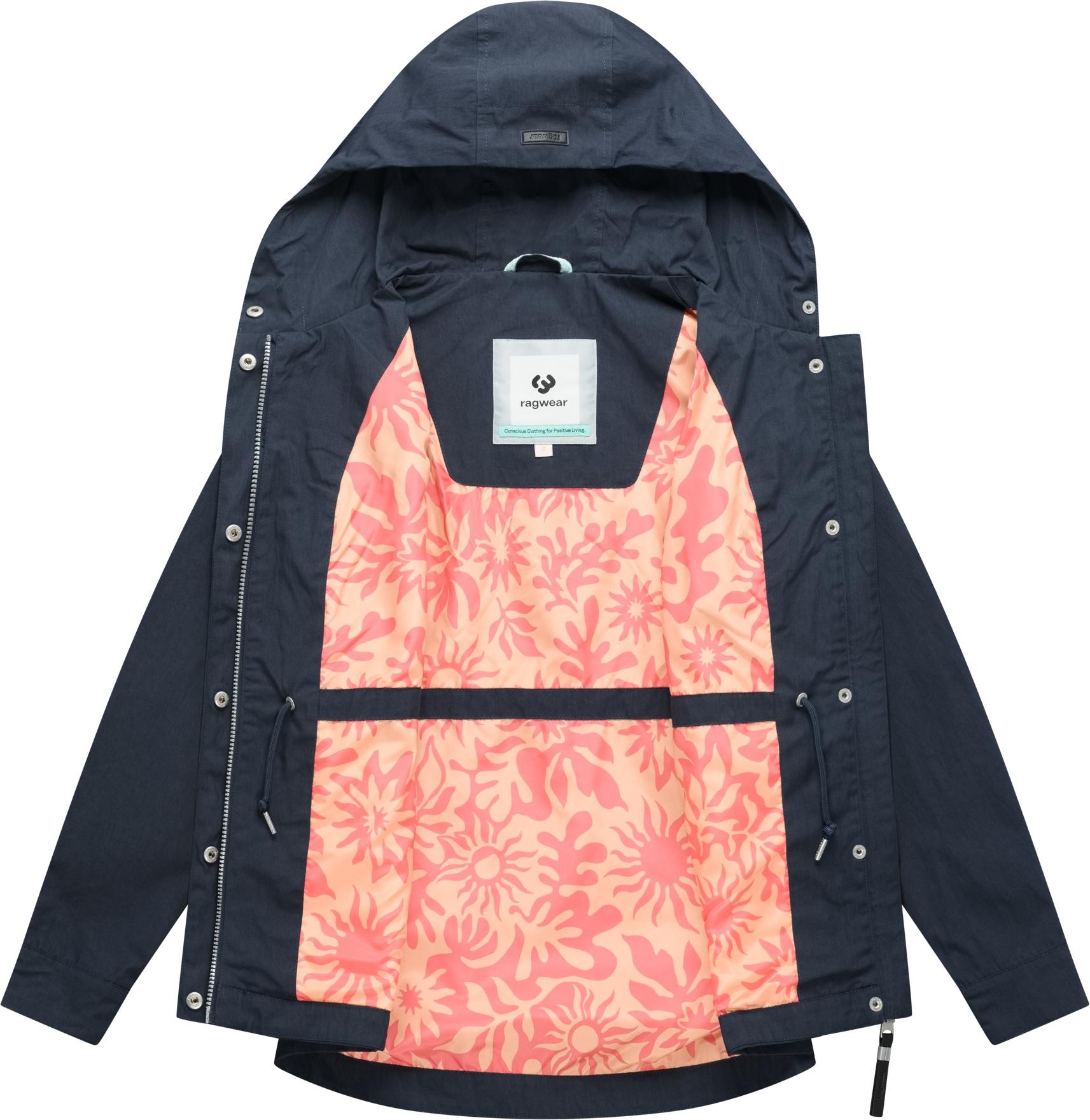 Parka RAGWEAR "Dankira", Damen, Gr. XL (42), navy, Obermaterial: 68% Baumwolle, 32% Nylon; Innenfutter: 100% Polyester, figurumspielend hüftbedeckend, hoch geschlossener Ausschnitt, Ärmel mit Ärmelschlitz abgesteppte Kante mit Druckknopf,verstellbar, Jack 3