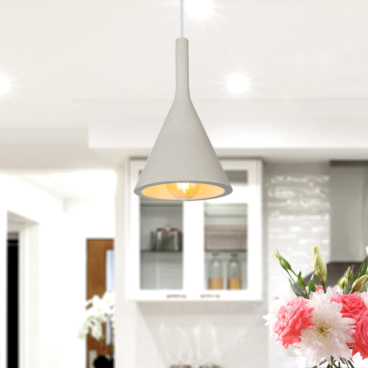 Paco Home Höhenverstellbar | E27, LED, Küche, Lampe Pendelleuchte 1 Esszimmer Für Wohnzimmer flammig-flammig, BAUR »CLOUCH«