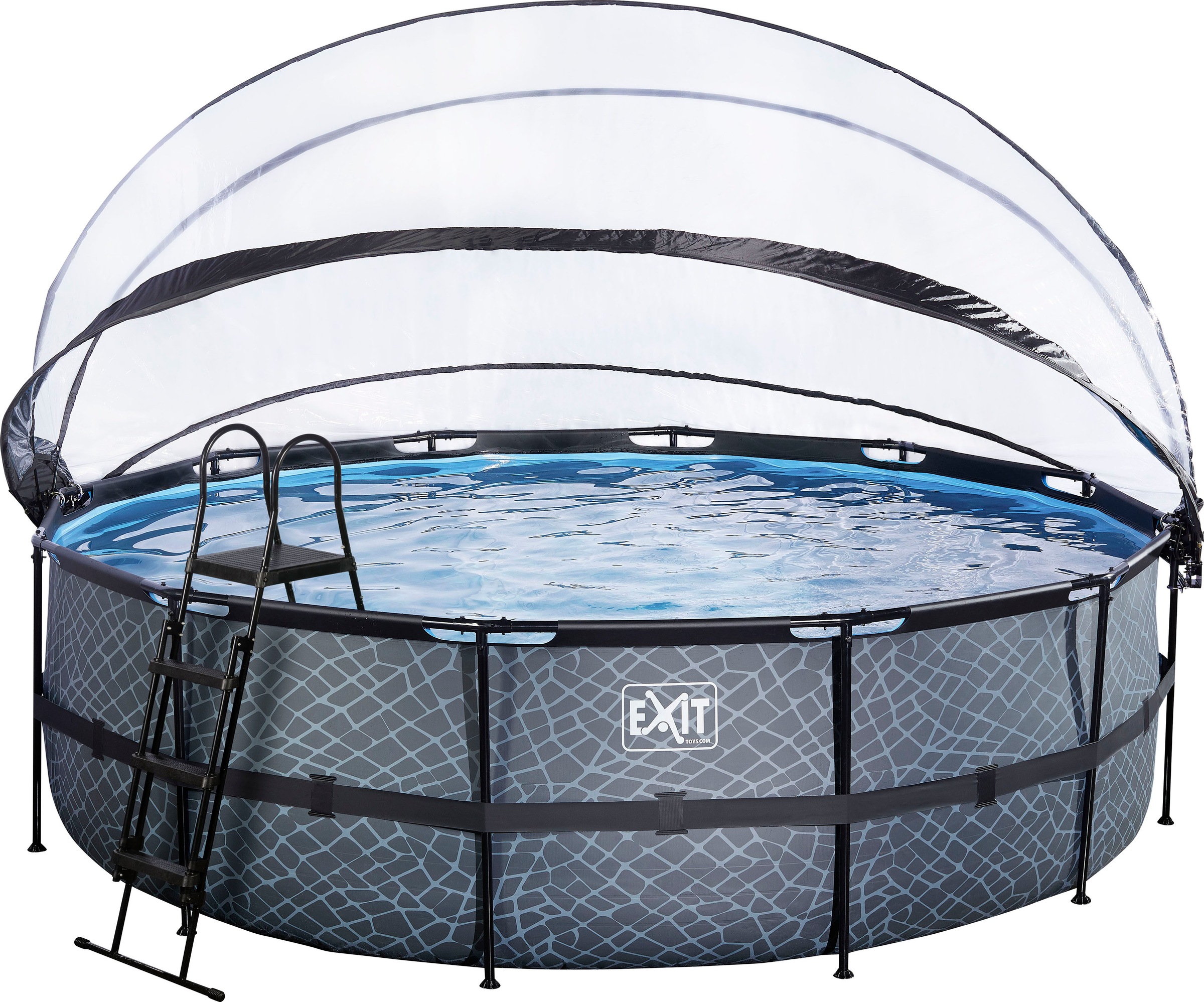 "Framepool EXIT ""inkl. multifunktionaler Poolabdeckung"", grau, H:122cm Ø:488cm, Schwimmbecken, ØxH: 488x 122 cm, mit Sandfilteranlage und