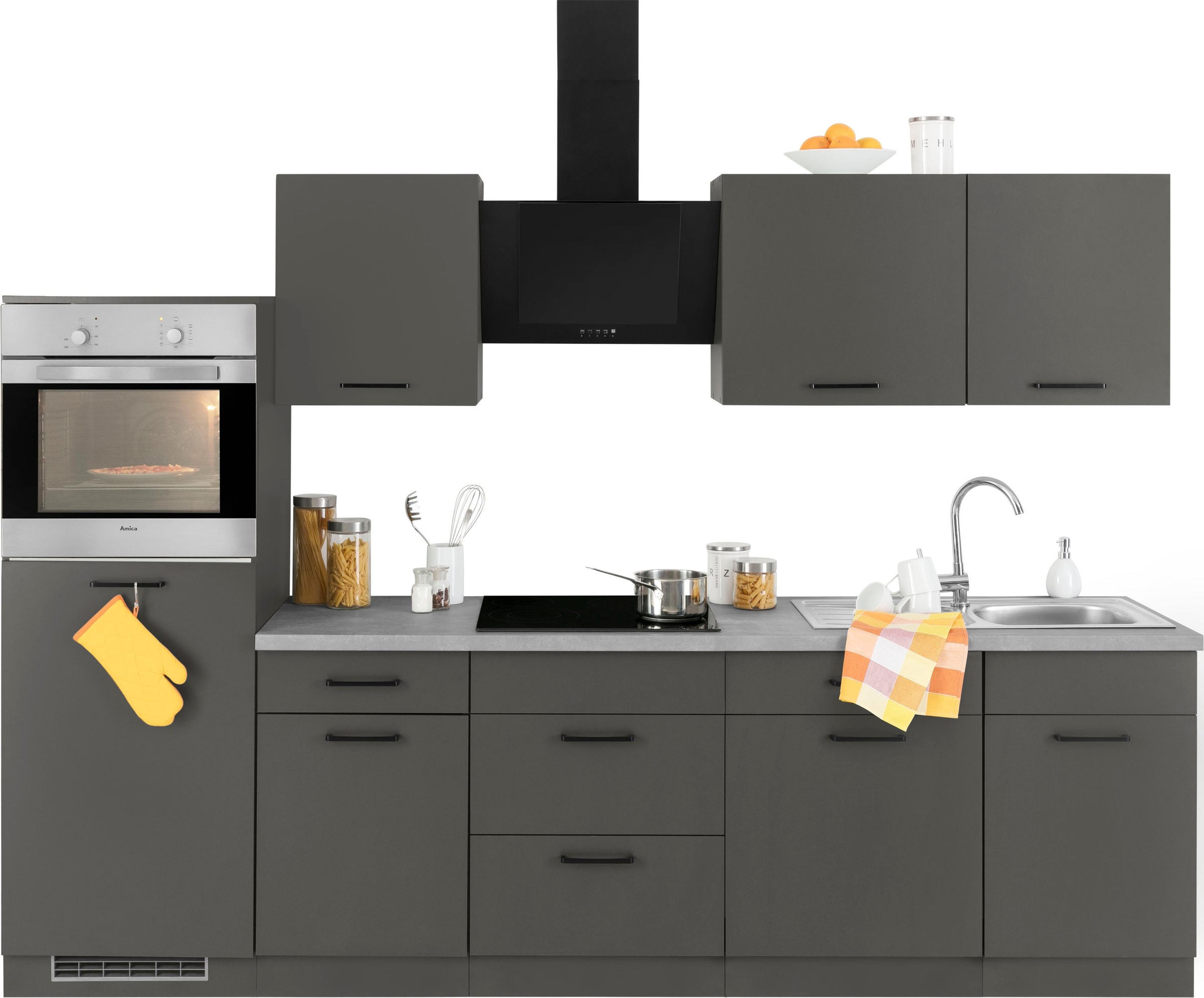Black Friday wiho Küchen Küchenzeile »Esbo«, mit E-Geräten, Breite 280 cm |  BAUR | Spülenschränke