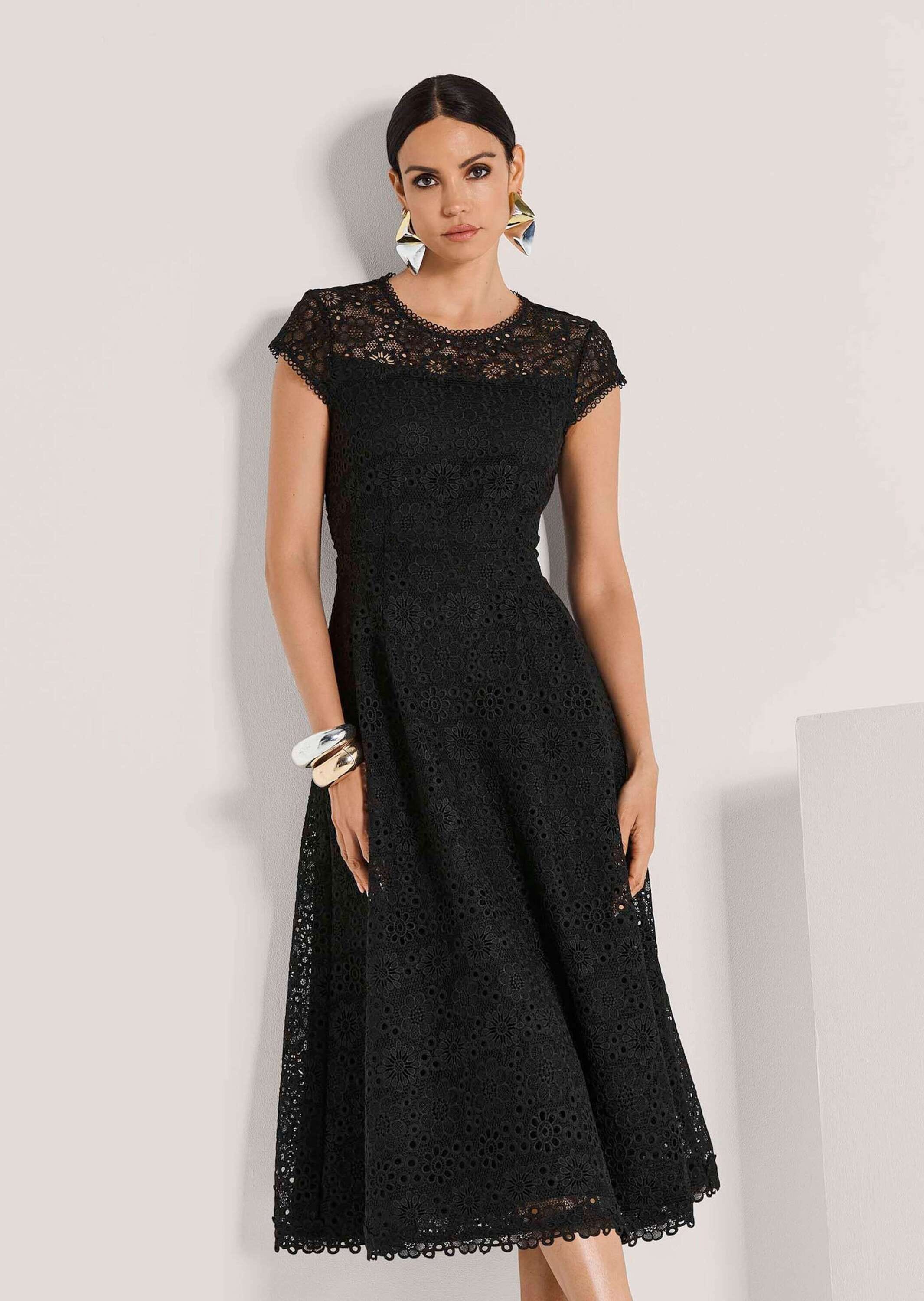 MADELEINE Midikleid »Kleid Ärmelloses Spitzenkleid mit Bindeband und weitem Rock«