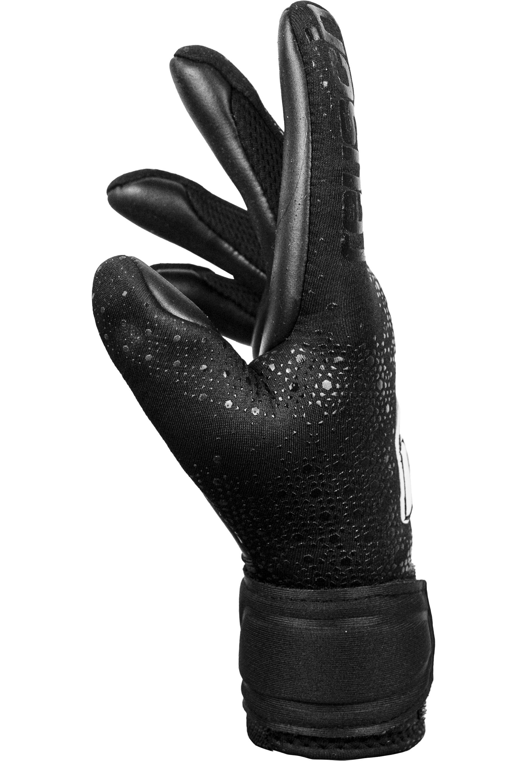 Torwarthandschuhe REUSCH "Pure Contact Infinity Junior", Kinder, Gr. 5, schwarz, 49% Elastodien, 43% Polyester, 8% Polyamid, unifarben, Handschuhe, mit Grip Infinity Belag 3