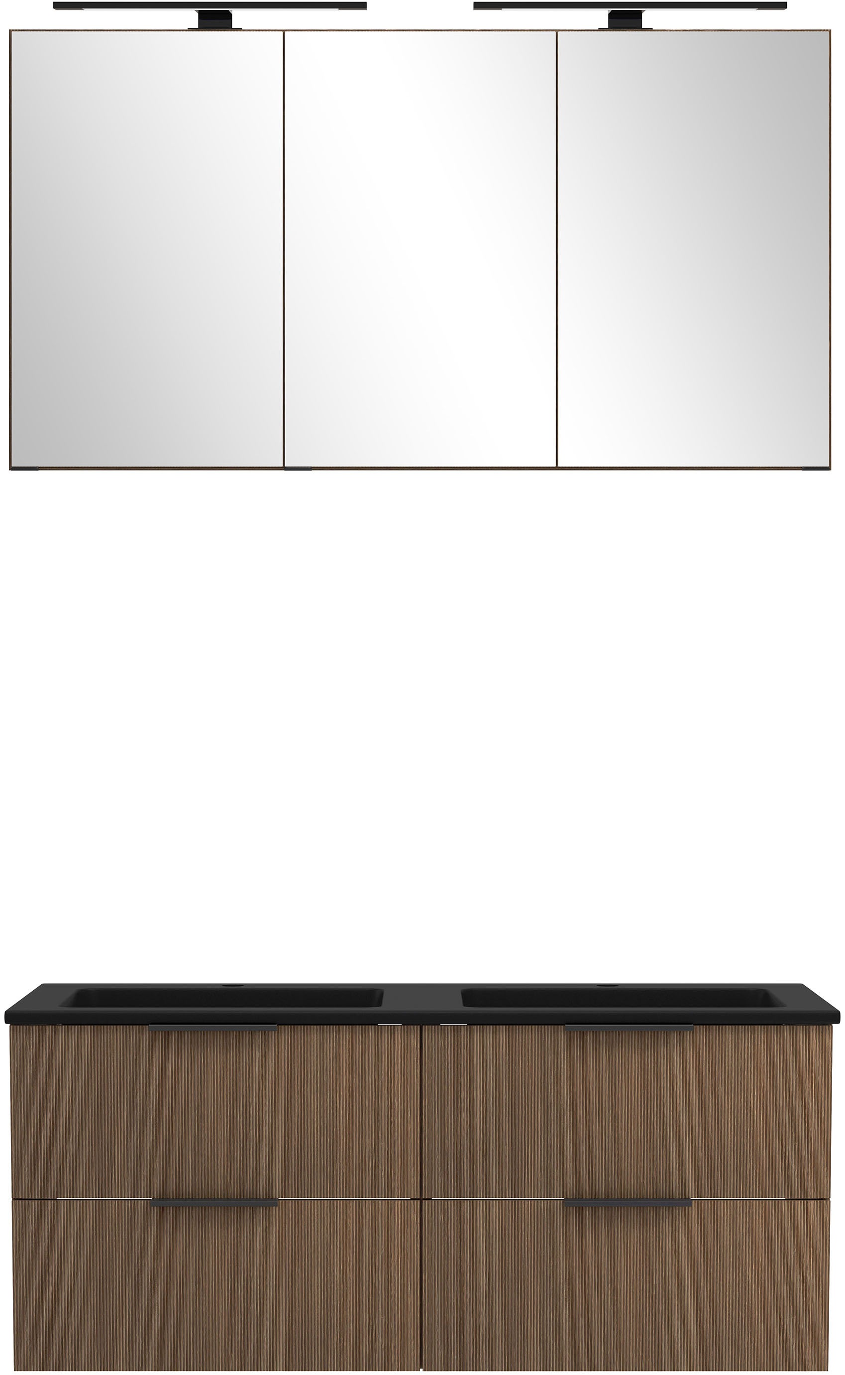 welltime Badmöbel-Set »Welltime, York Waschtisch-Set 120 cm, weißes oder schwarzes Becken«