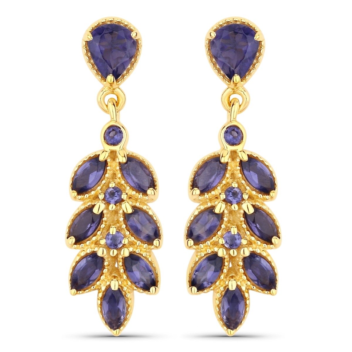 Paar Ohrhänger RAFAELA DONATA "Set: K28", gelbgold, blau, violett, Ohrringe, Damen, 26,7mm, aus Sterling Silber