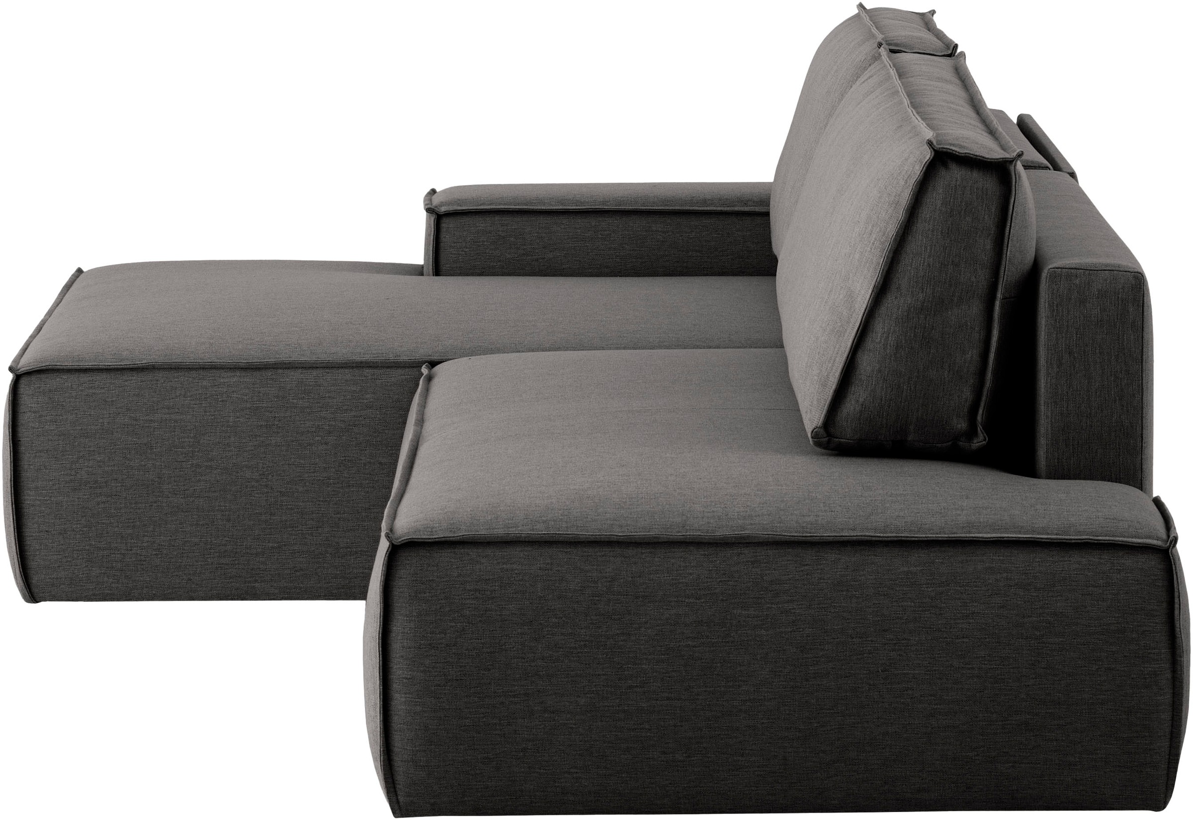 OTTO home Ecksofa »SHERWOOD,  Schlafsofa in L-Form offen (275cm), Cord, Leinenoptik« Schlaffunktion und Bettkasten, Kedernaht, hoher Sitz- & Liegekomfort,