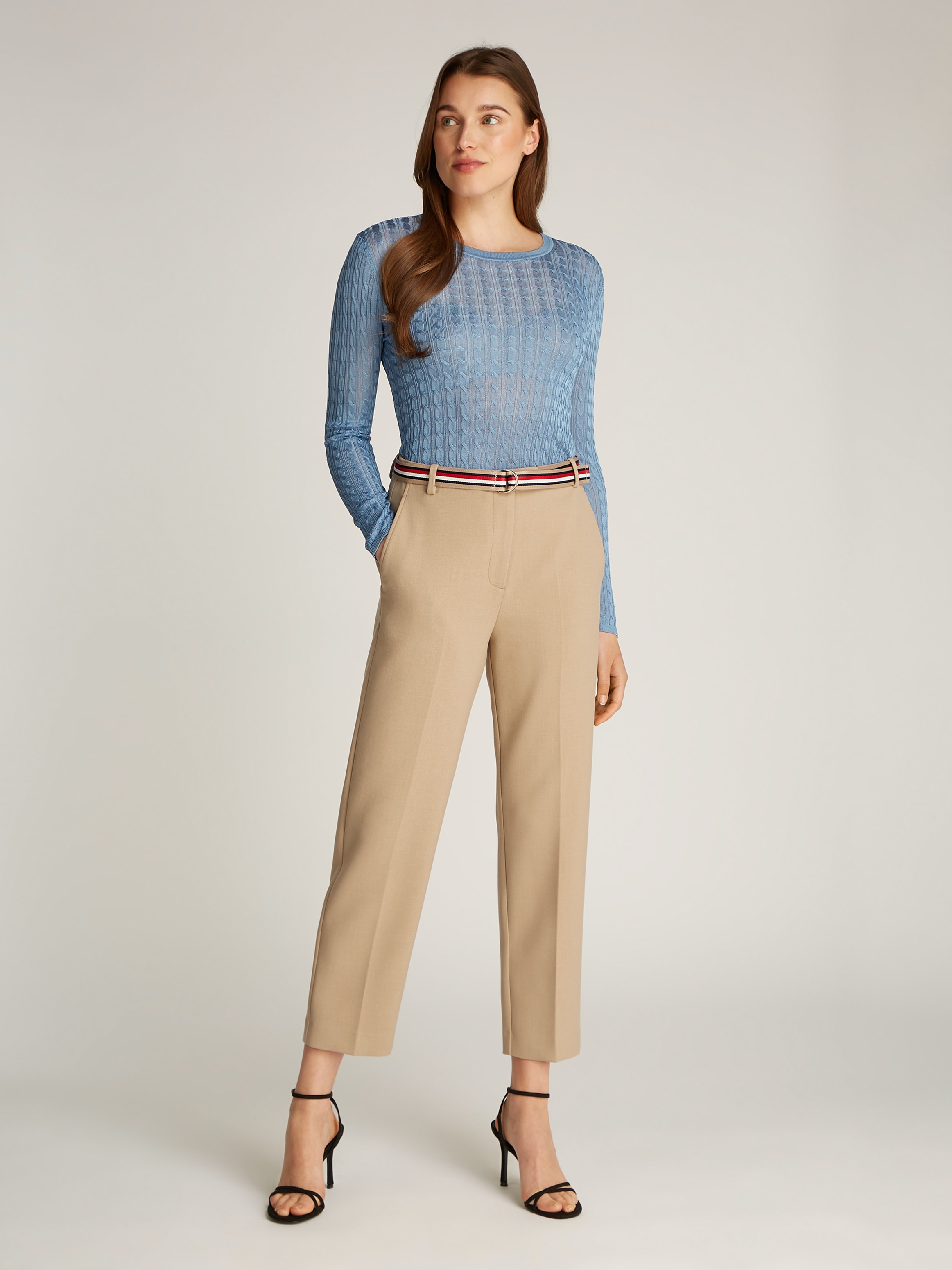 Tommy Hilfiger Webhose »PUNTO SLIM STRAIGHT PANT«, mit Bügelfalten, Metalllabel