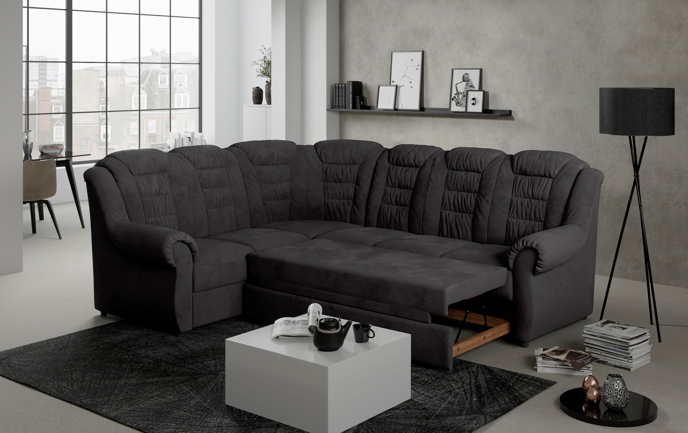 Home affaire Ecksofa "Boston L-Form", mit hoher Rückenlehne, wahlweise mit günstig online kaufen