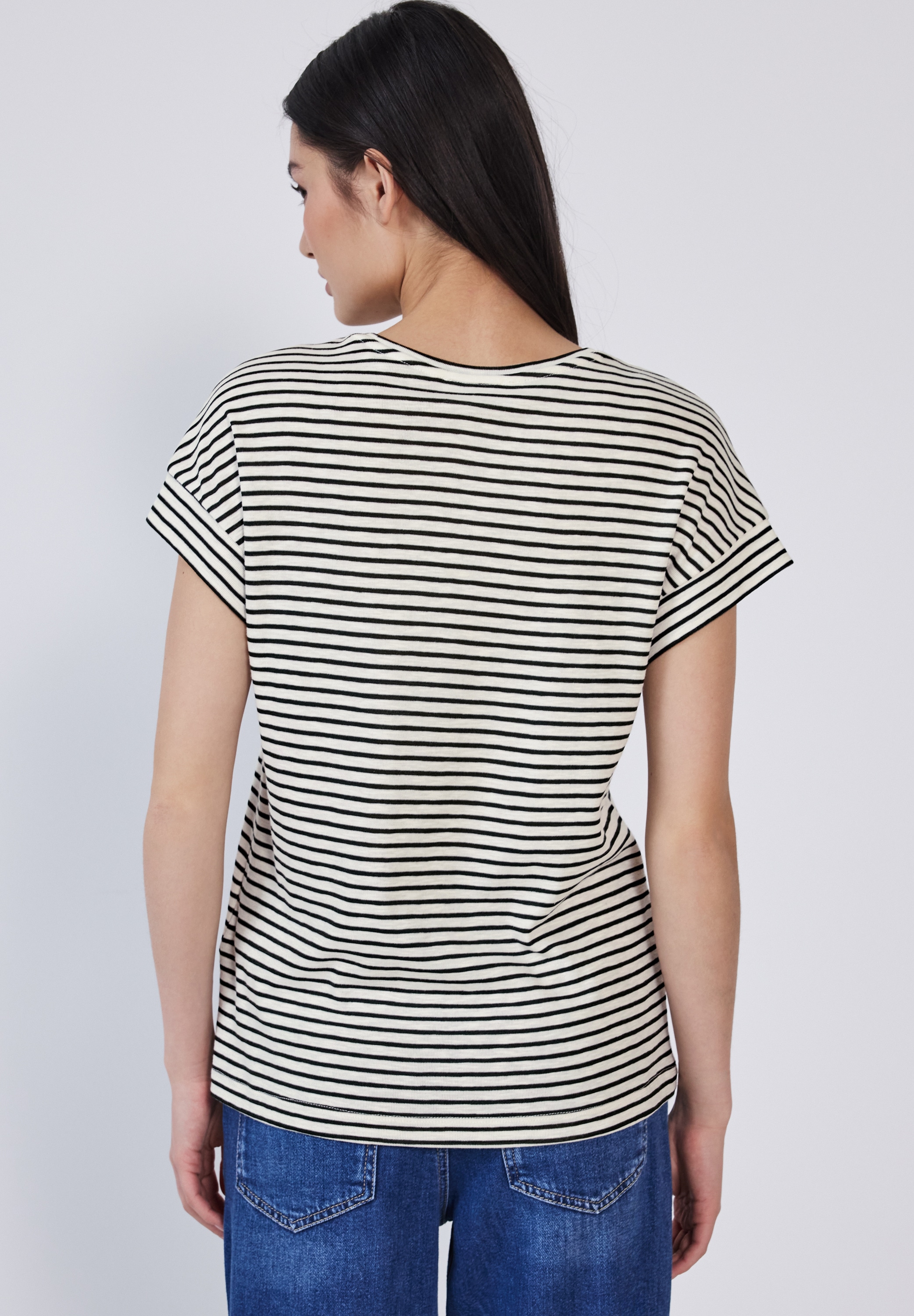 STREET ONE STUDIO Rundhalsshirt, mit Rundhalsausschnitt