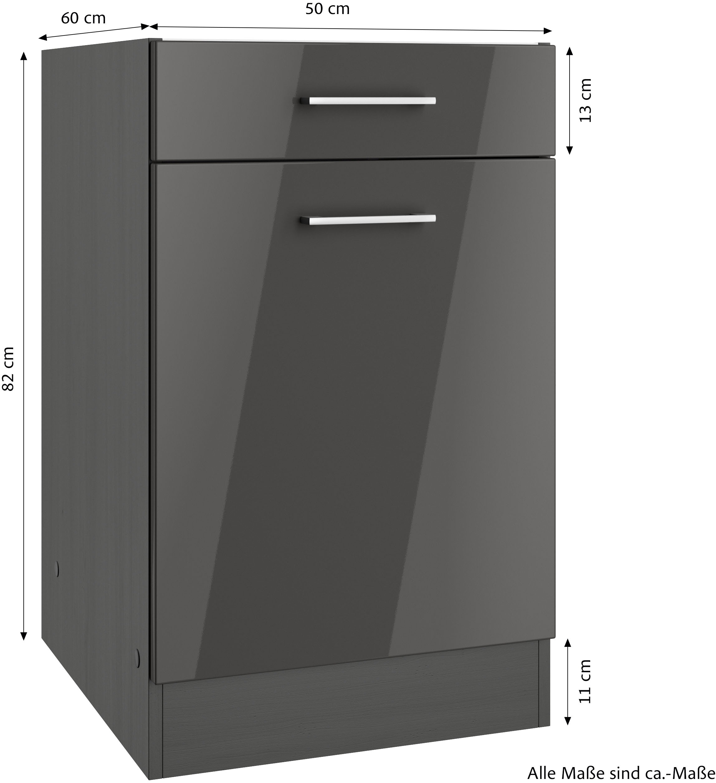 KOCHSTATION Unterschrank »KS-Milan«, HELD Möbel, Unterschrank 50 cm, matte oder hochglänzende Fronten