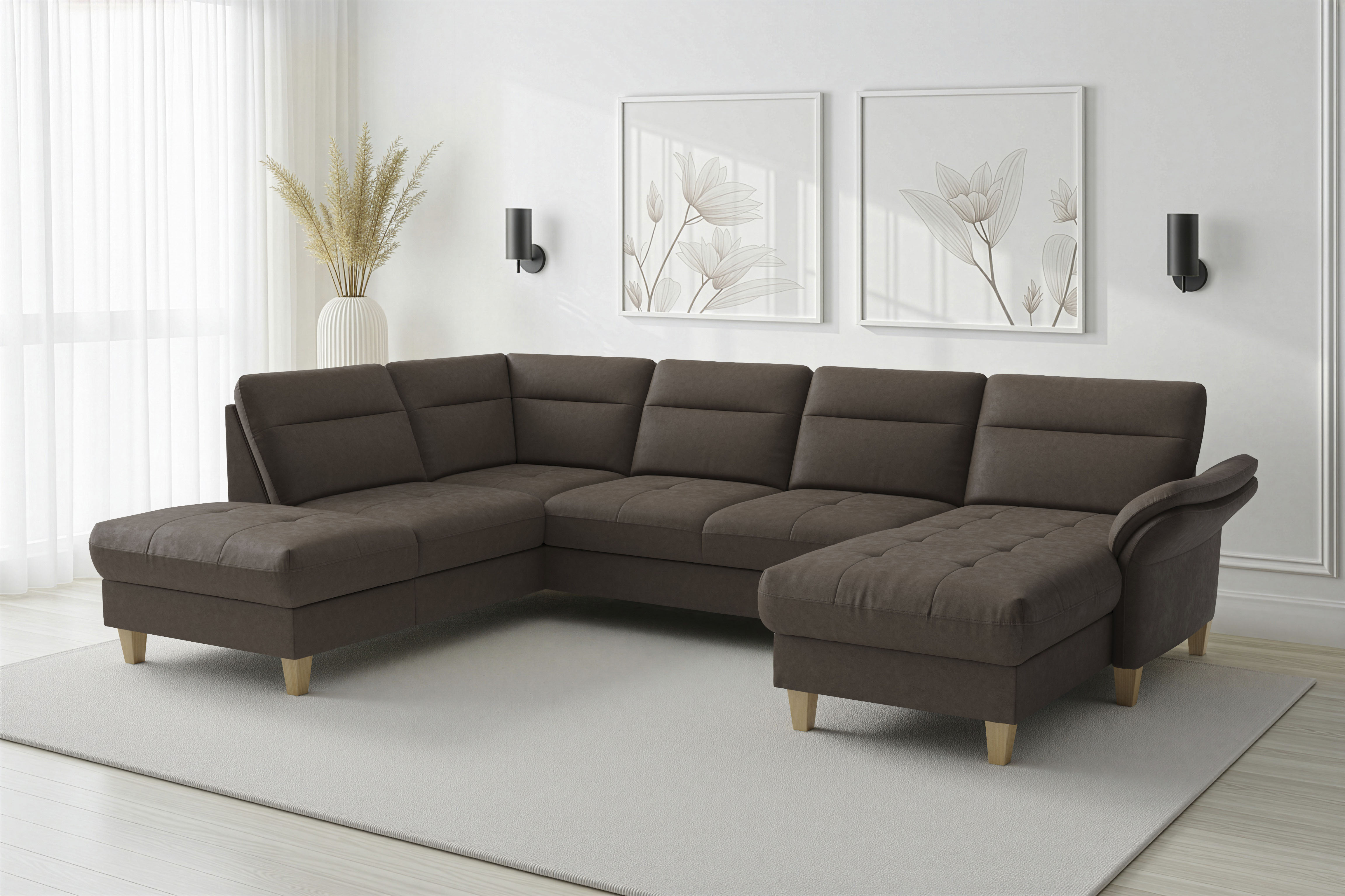 sit&more "Pamela U-Form, B: 292 cm, optional Schlaffunktion & Bettkasten" mit Federkern