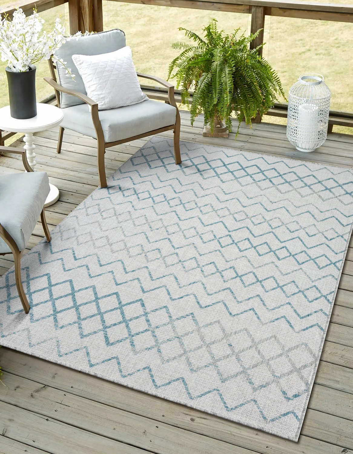 Myflair Möbel & Accessoires Outdoorteppich "Nebula, LAGERRÄUMUNG" rechteckig 6 mm Höhe modernes Design, Rauten, Outdoor geeignet, Balkon, Terrasse