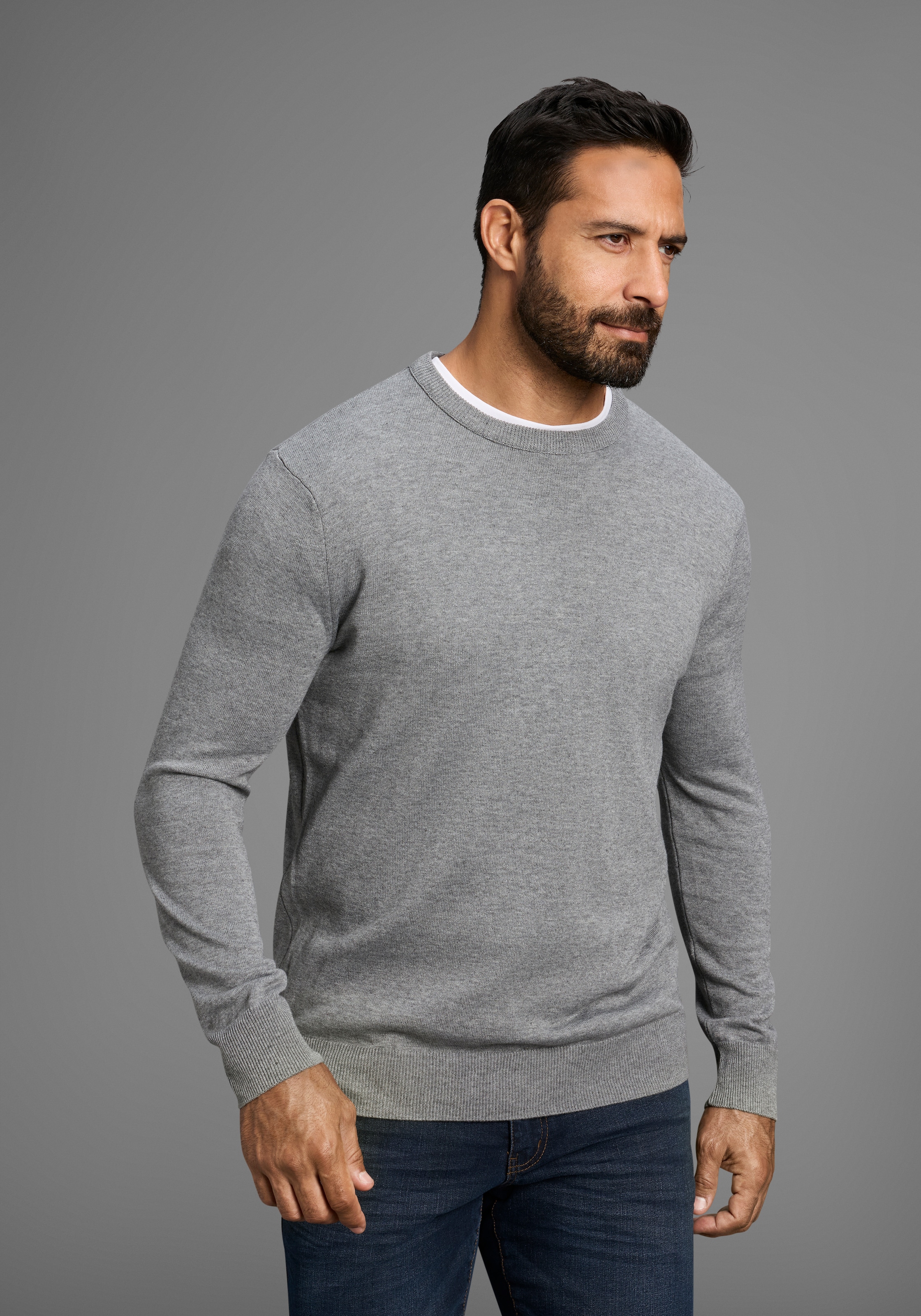 Man's World Rundhalspullover »Neue Kollektion!«, (2-er Pack), in Feinstrick