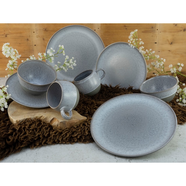 CreaTable Kombiservice »Geschirr-Set LOFT STONE«, (Set, 16 tlg.,  Kaffeeservice und Tafelservice im Set, für 4 Personen), Service, 16 Teile,  für 4 Personen | BAUR