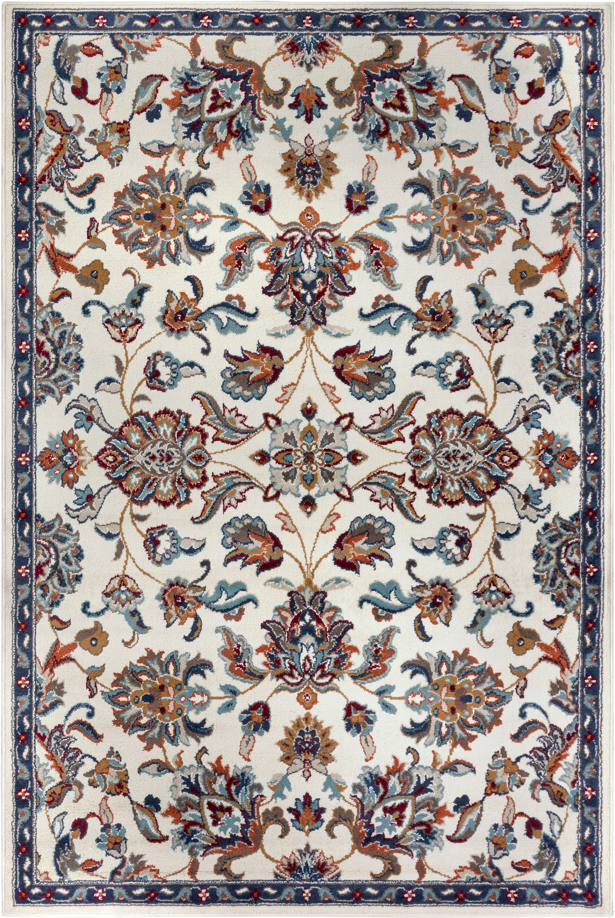 THE RUGS Orient Rug Caracci Vintage Floral Design Low Pile Living Room in Cream | Size: 57cm x 90cm