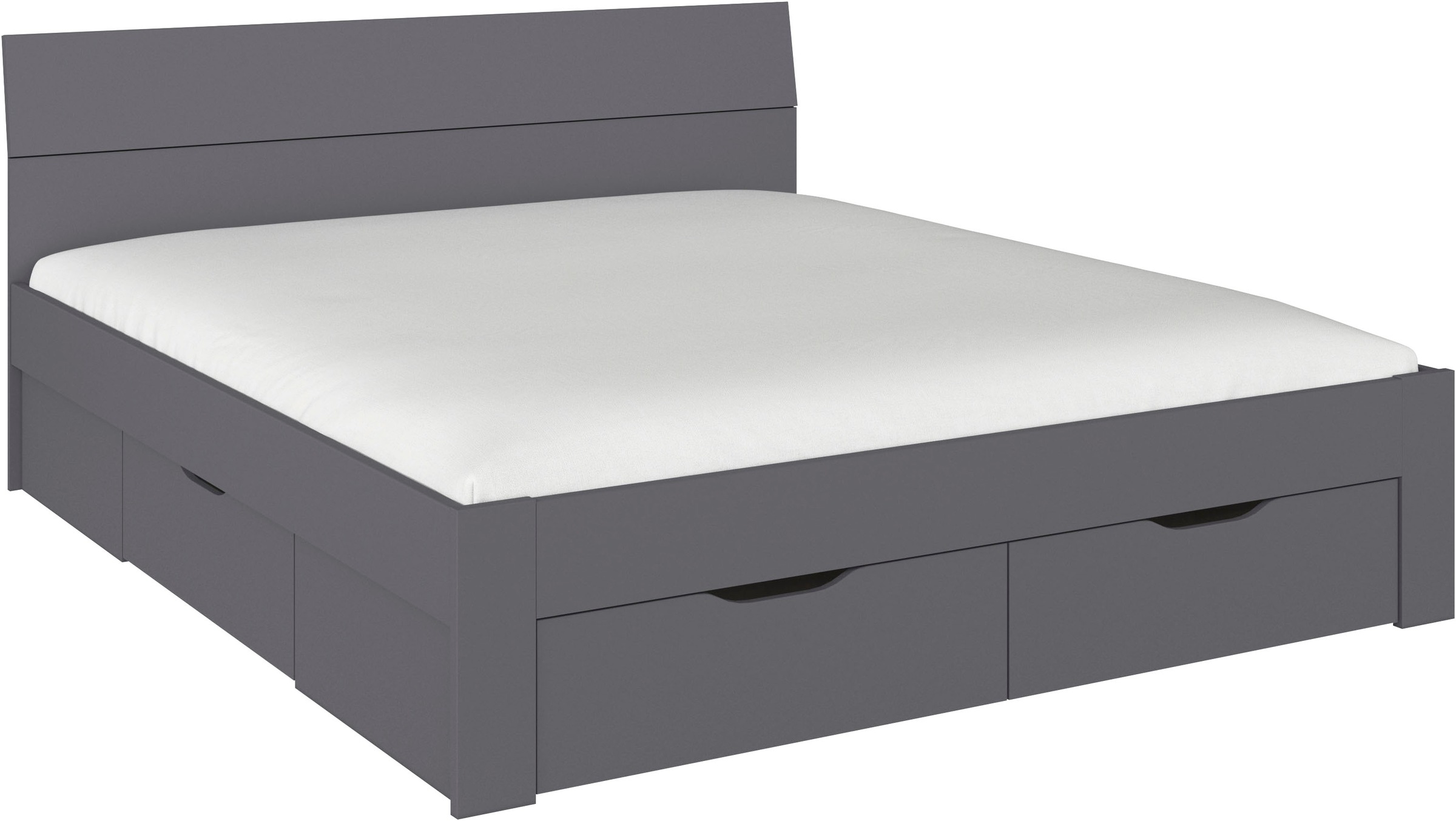 Bett RAUCH, B:185cm H:90cm L:209cm, grau, Schlafzimmer, Betten, "Einzelbett Doppelbett Stauraum FLEXX Breiten 90/140/180 cm", Einzelbett Doppelbett