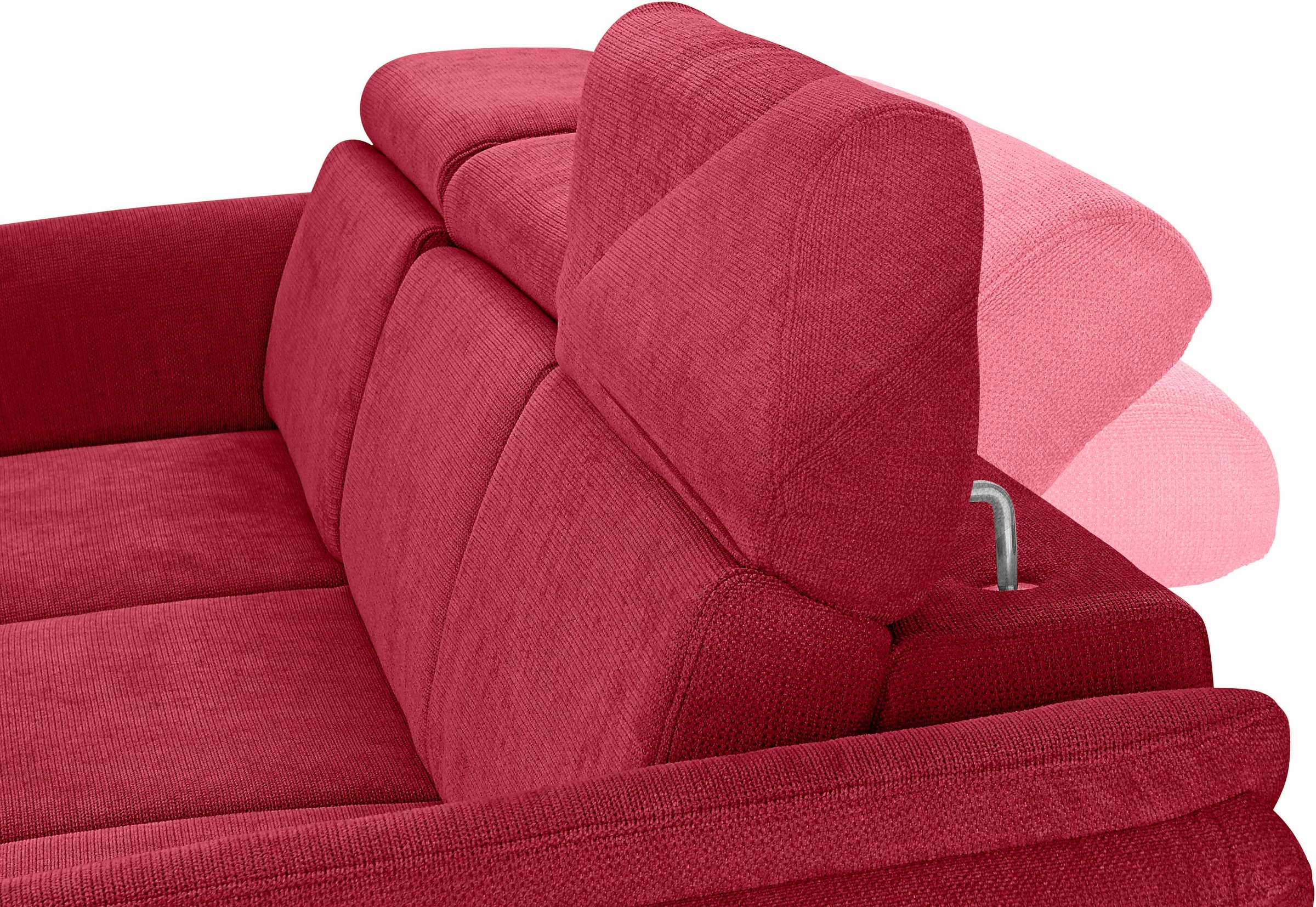 Ecksofa SIT & MORE "Avignon L-Form", rot, B:259cm H:97cm T:172cm, Flachgewebe (90% Polyester, 10% Polyamid);Luxus-Microfaser (100% Polyester);Struktur (100% Polyester), Sofas, Ecksofa, Kopfteilverstellung, wahlweise mit Bettfunktion und Bettkasten 9