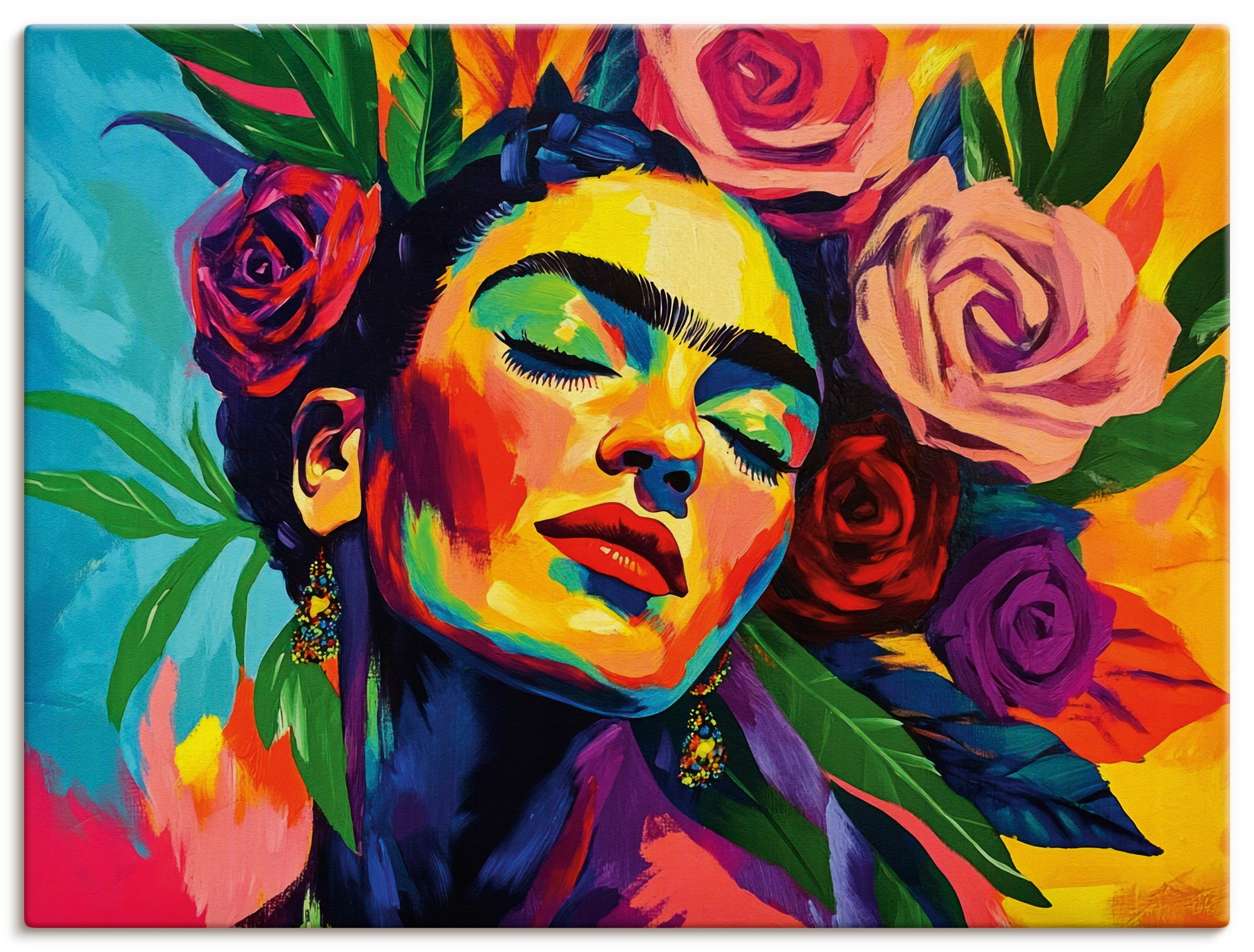 Wandbild ARTLAND "Die florale Umarmung, Rosen Mädchen", farbe bild(er): farbig, B:120cm H:90cm, Bilder, als Alubild, Leinwandbild, Poster, Wandaufkleber in verschied. Größen