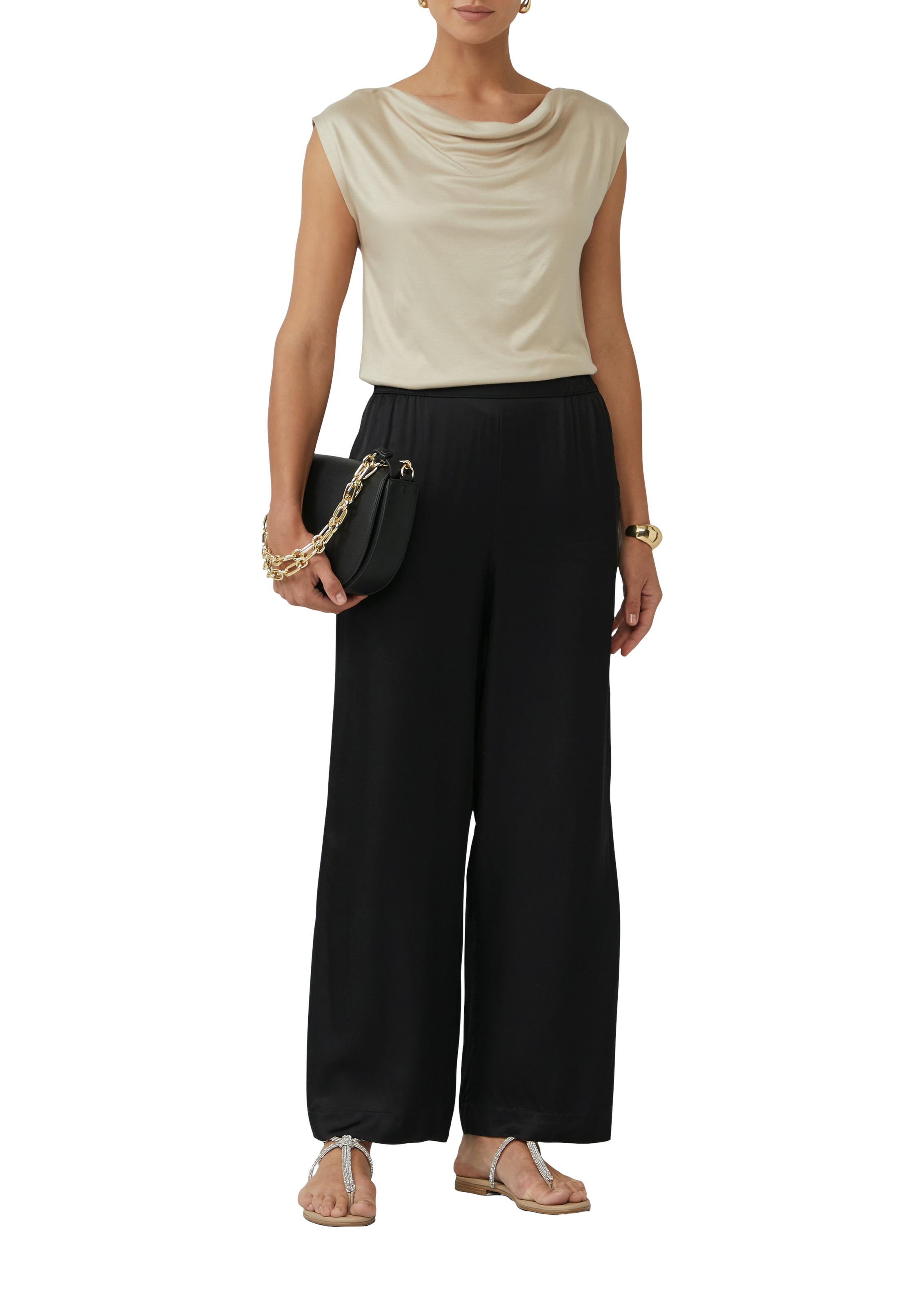 s.Oliver BLACK LABEL Stoffhose, Sommerhose mit elastischem Bund günstig online kaufen