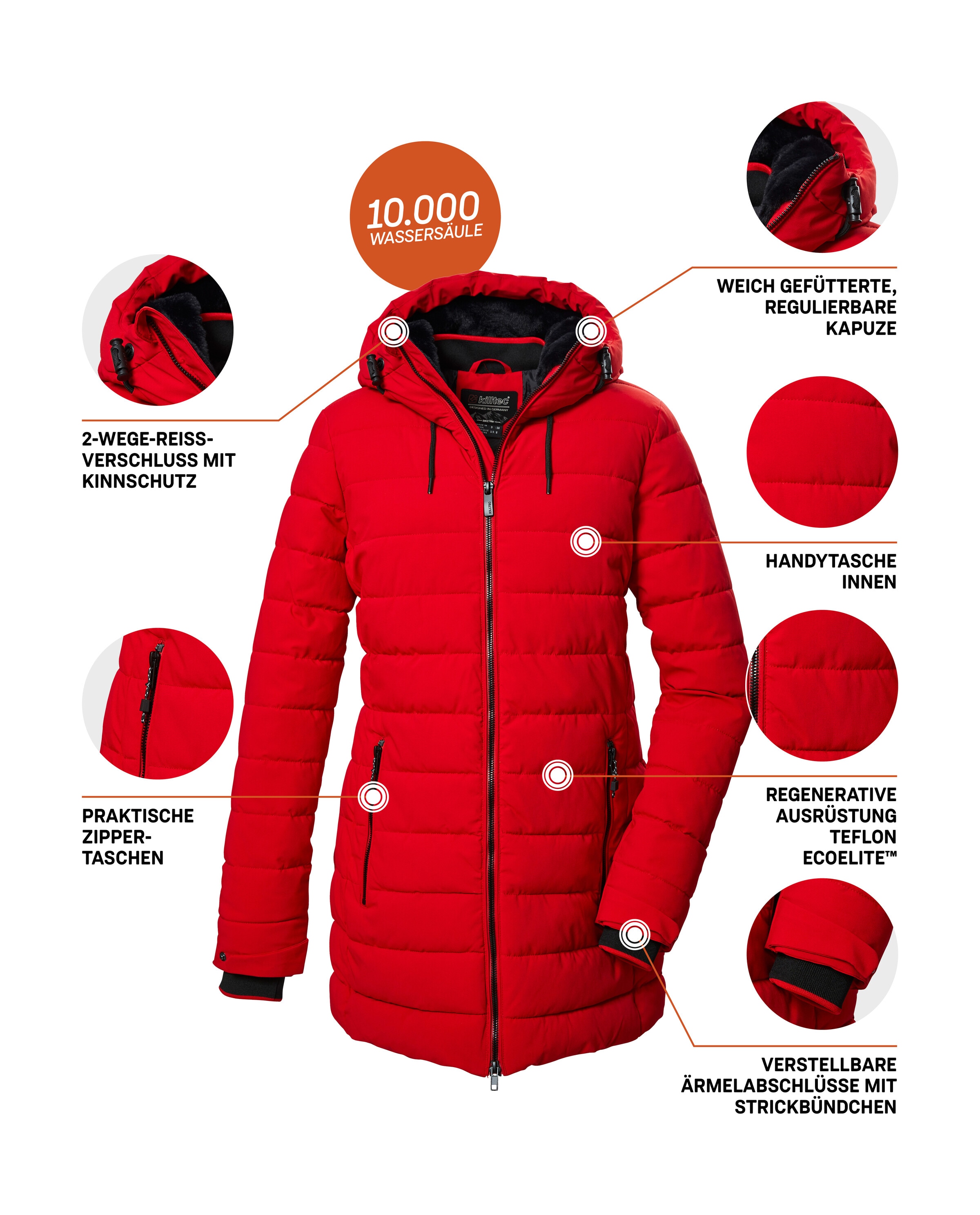 Killtec Steppmantel »KOW 55 WMN QLTD PRK« Wasserabweisender, winddichter Damenparka, atmungsaktiv