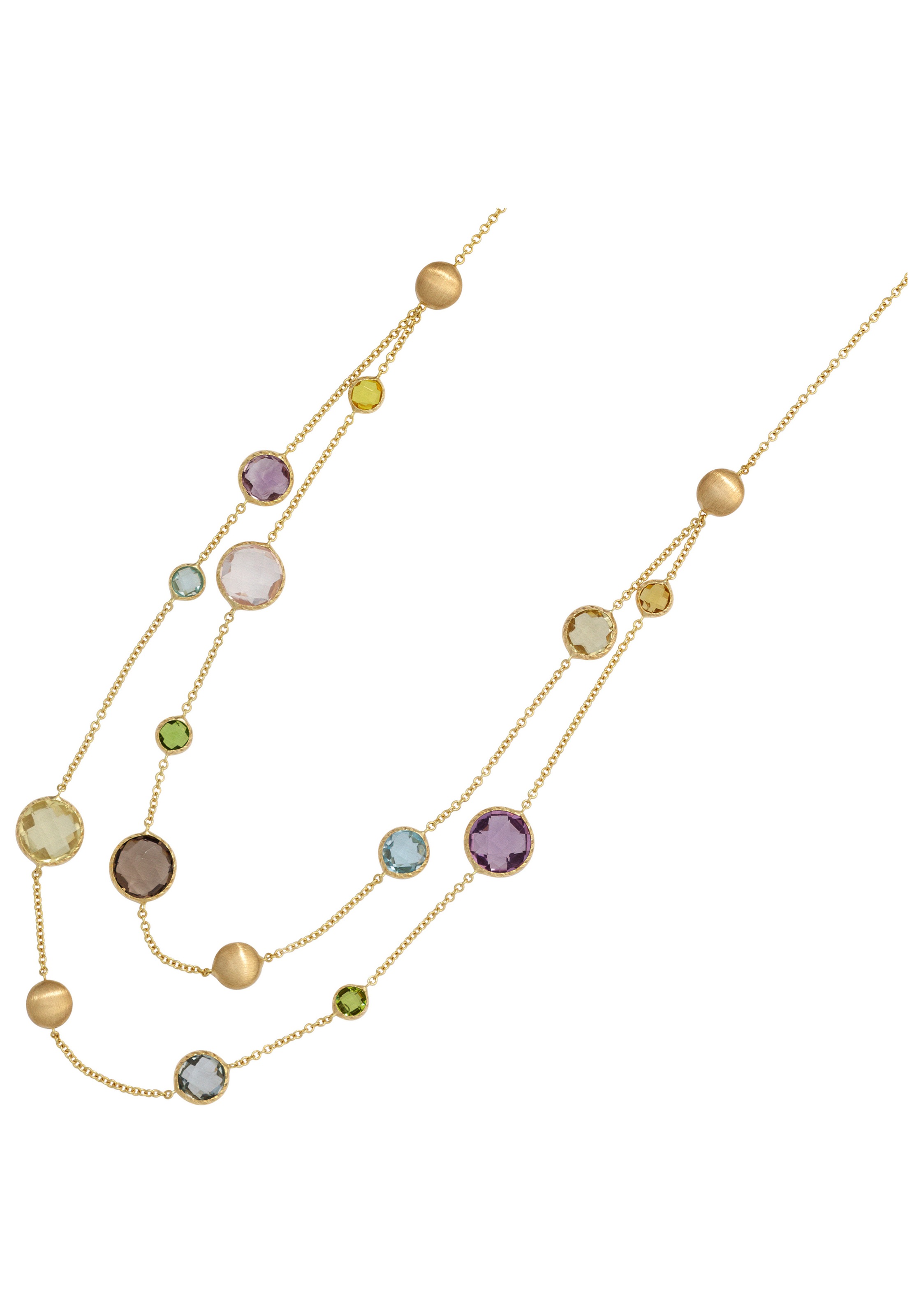 JOBO Collier, 585 Gold mit bunten Edelsteinen 45 cm