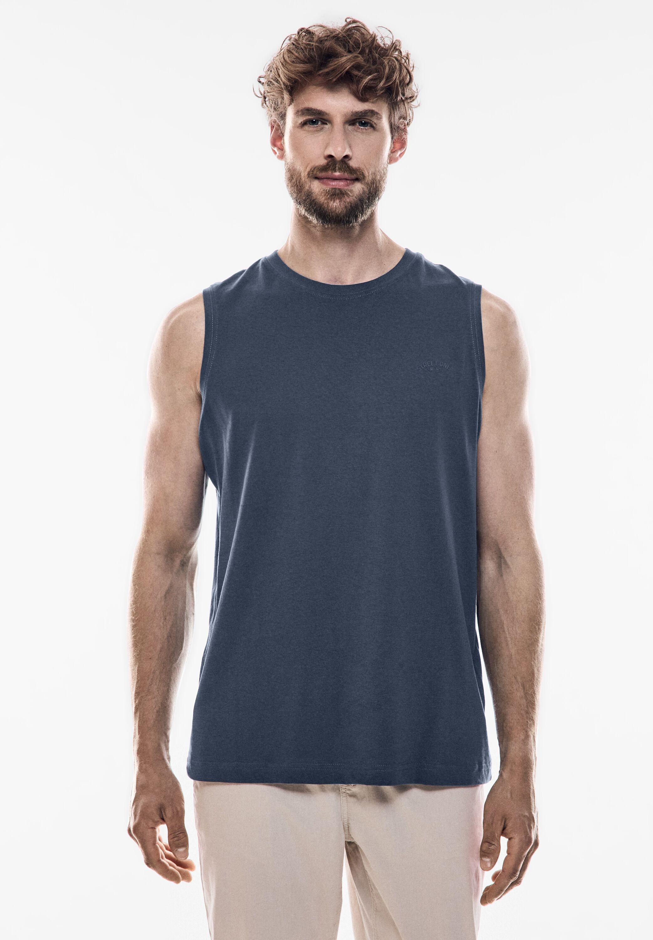 STREET ONE MEN Rundhalsshirt, aus Jersey in Unifarbe günstig online kaufen