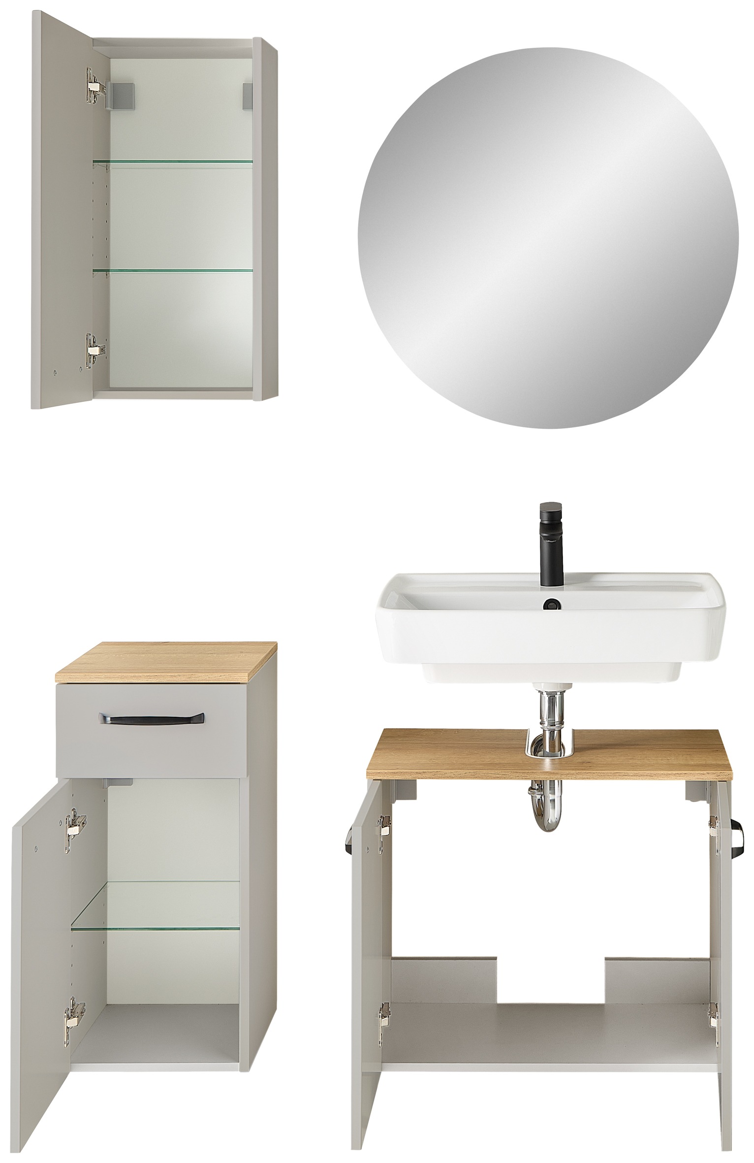 Thumbnail - Saphir Badmöbel-Set "Quickset 500, Waschbeckenunterschrank mit Spiegel" 4 Stk. tlg.