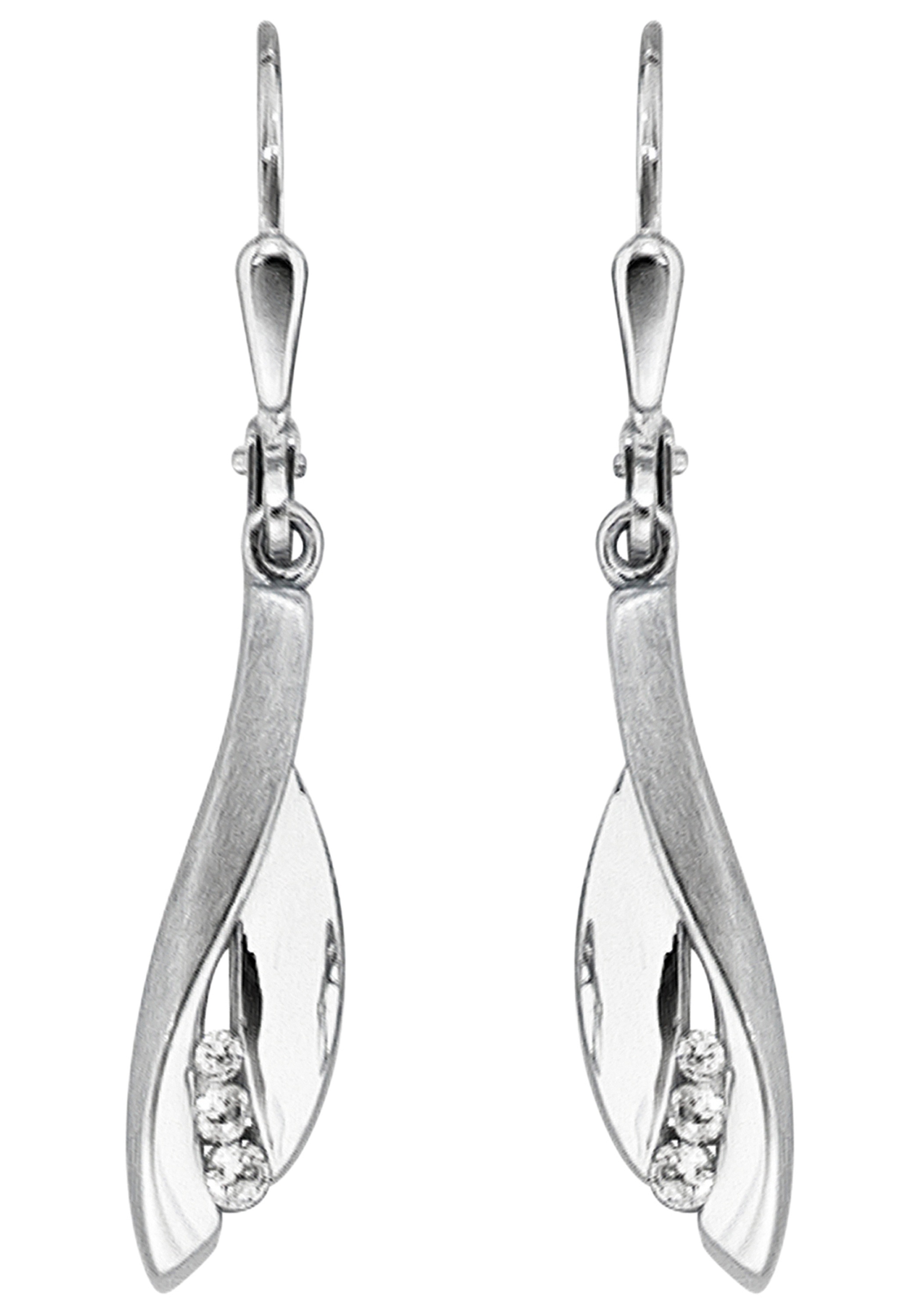 JOBO Paar Ohrhänger 375 Weißgold mit Zirkonia