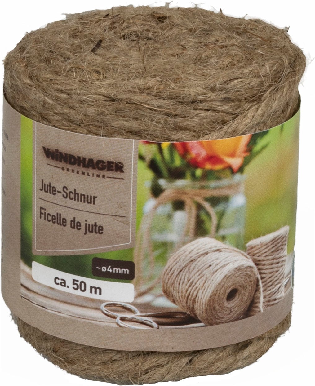 Windhager Pflanzschnur "Jute-Schnur, Garn zur Befestigen von Pflanzen" 1 Stk. tlg. Vliesen und Matten, erhältlich in 1,5 mm x 170 m oder 4 mm x 50 m