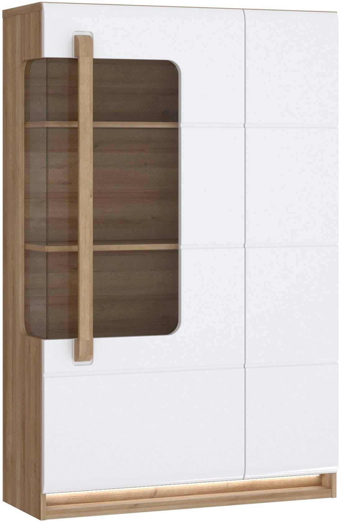 FORTE "Attention" Hochschrank, Hochkommode, Highboard, Beleuchtung, Soft Close, Glastüre, Stauraum, Höhe 139,6cm