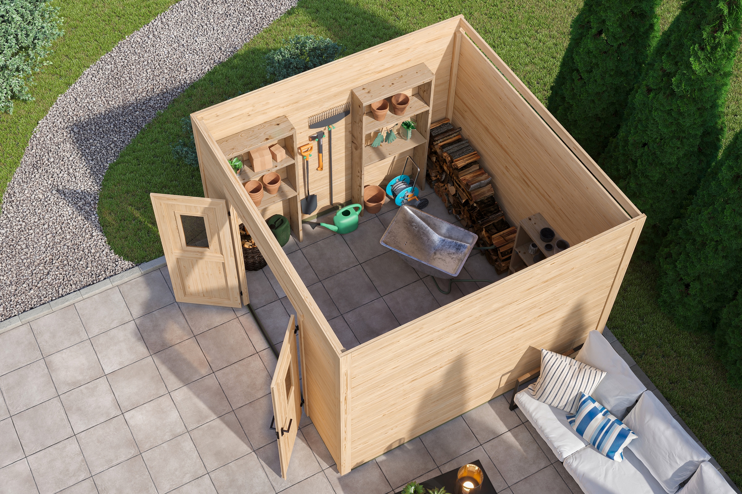 Nordic Holz Gartenhaus »Felix 3«, kleiner stilvoller Schuppen mit Flachdach