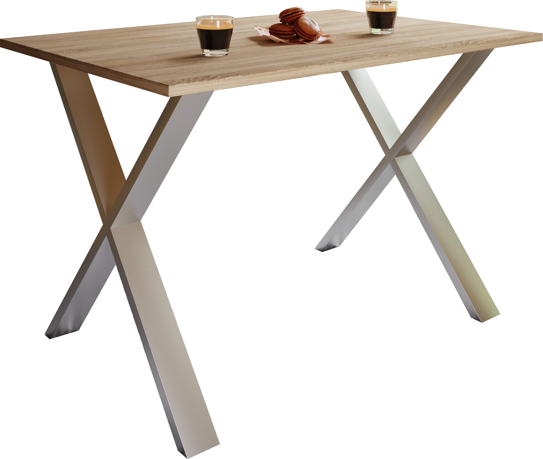 Esstisch VCM "Premium Holz Esstisch Küchentisch Xona X", braun (silber, sonoma, eiche), B:110cm T:50cm, Tische, Esstisch
